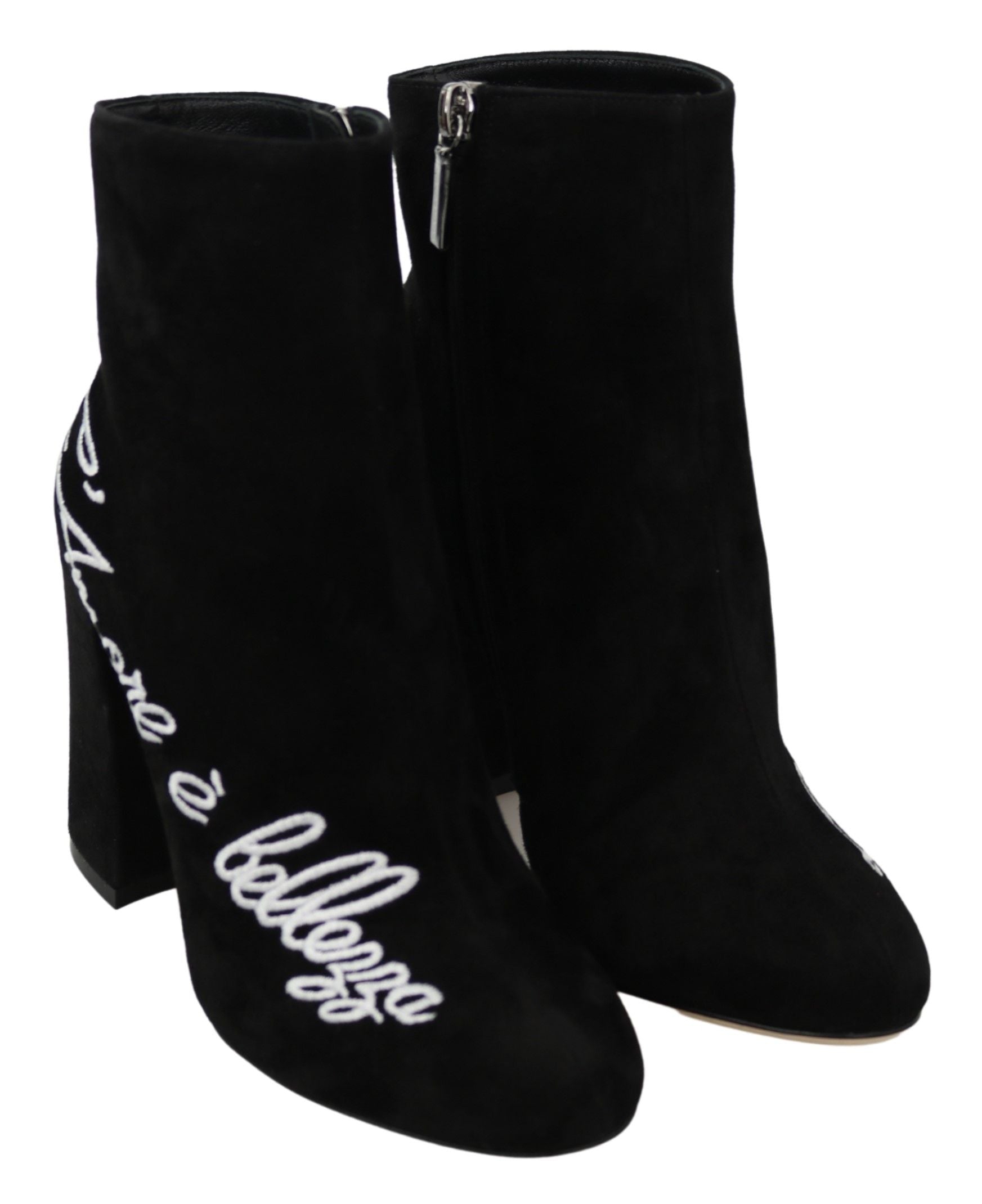 Dolce & Gabbana Embroidered Ankle Boots In Lambskin Suede Glam Steals