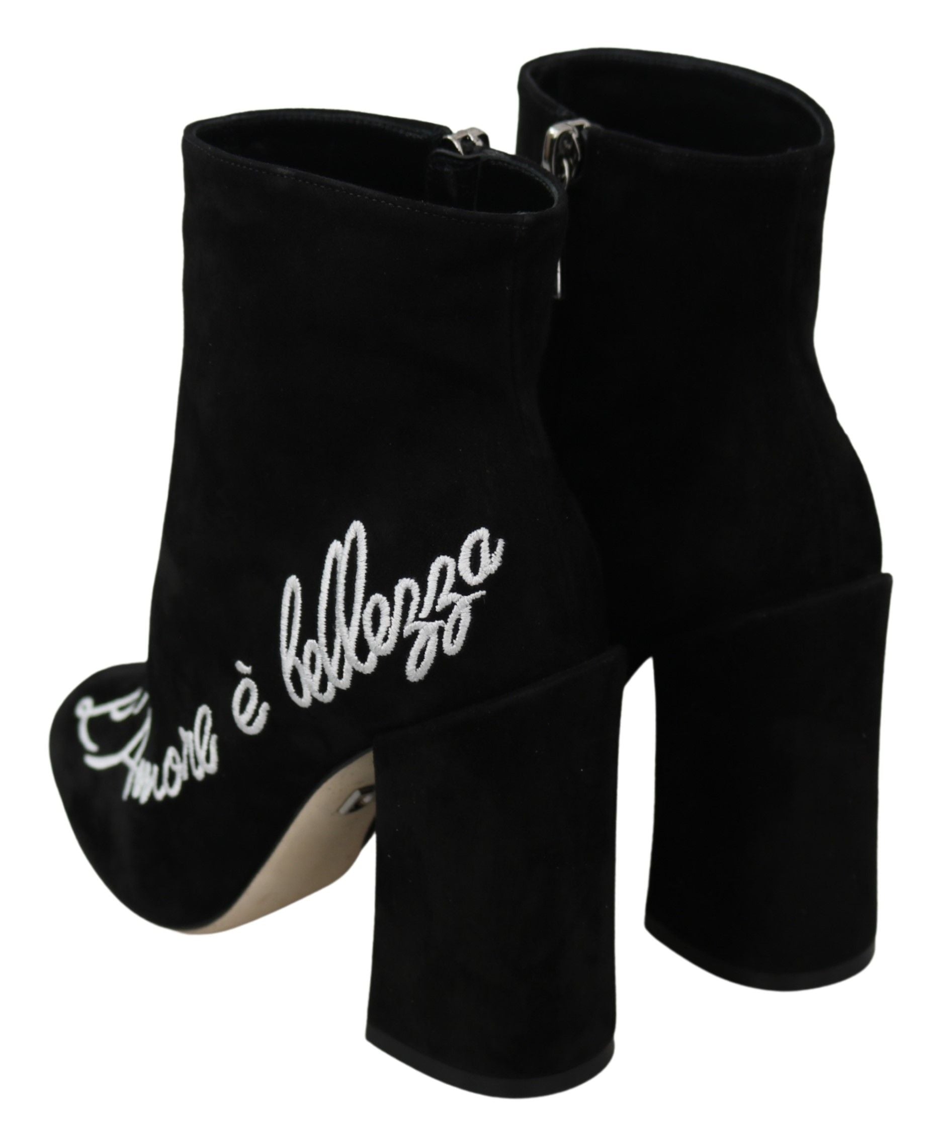 Dolce & Gabbana Embroidered Ankle Boots In Lambskin Suede Glam Steals