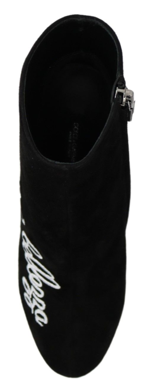 Dolce & Gabbana Embroidered Ankle Boots In Lambskin Suede Glam Steals