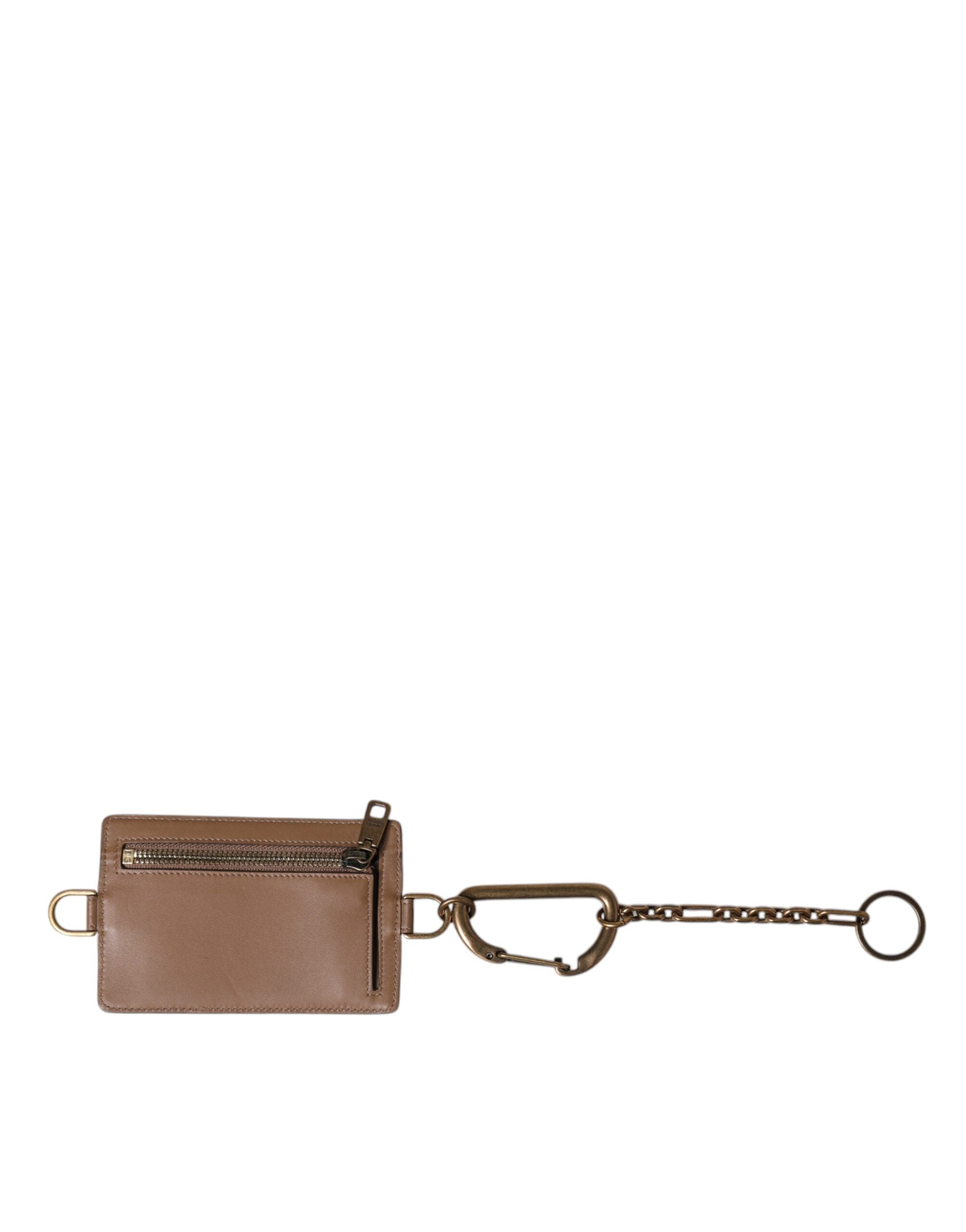 Dolce & Gabbana Exotic Leather Card Holder Dg Logo Plaque Brown Wallet Glam Steals