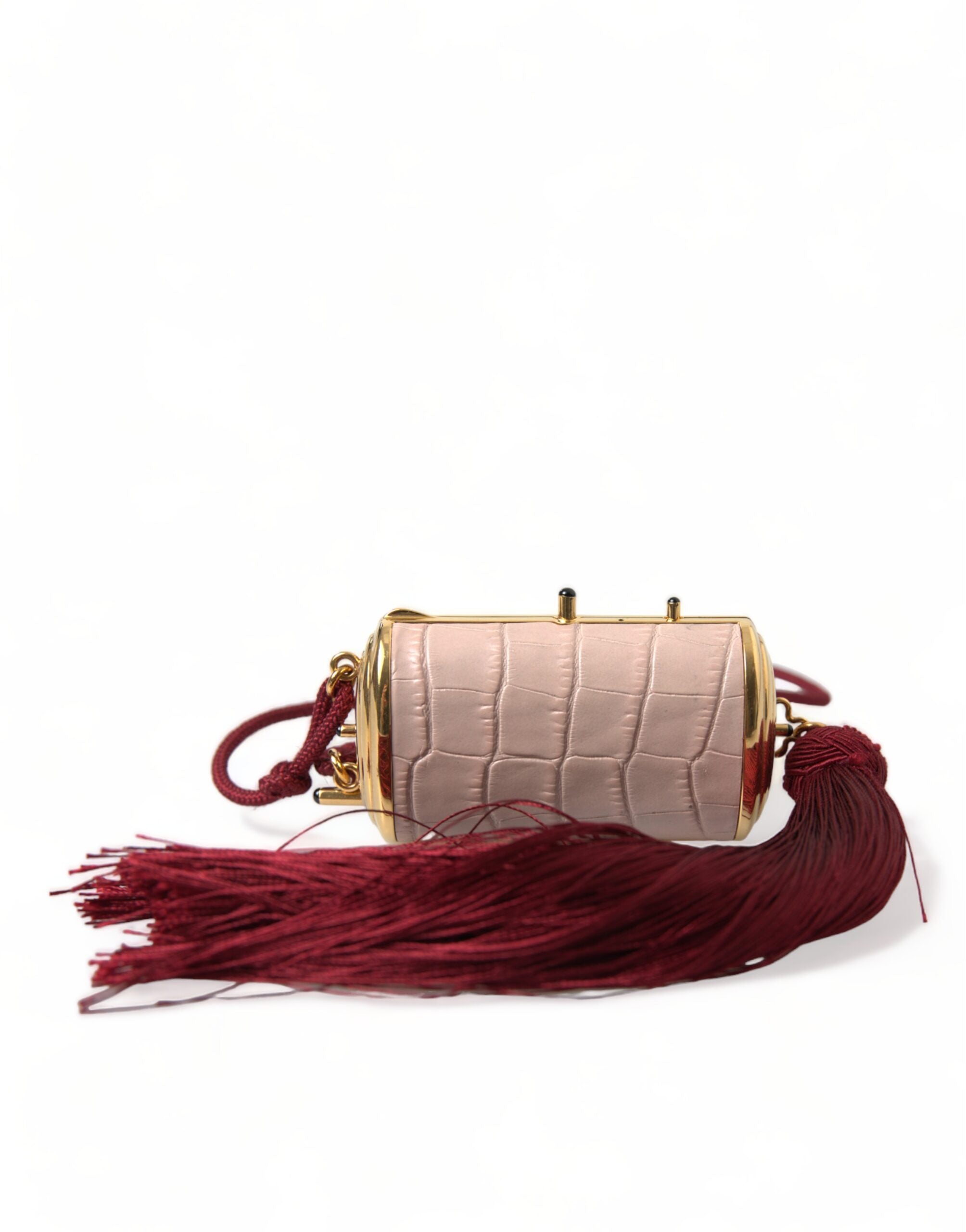 Dolce & Gabbana Exotic Leather Mini Mirror Bag With Pink Tassel Glam Steals