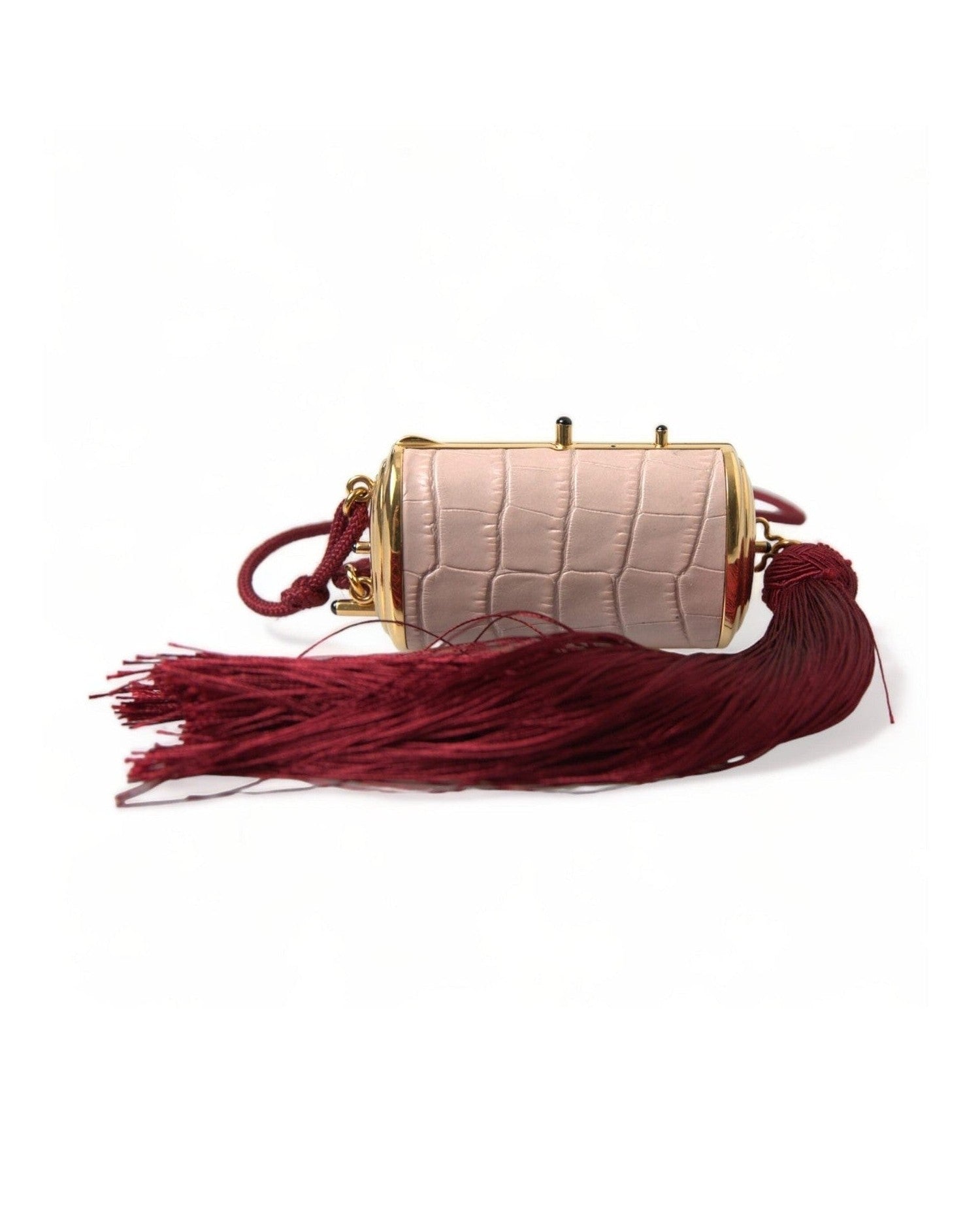 Dolce & Gabbana Exotic Leather Mini Mirror Bag With Pink Tassel Glam Steals