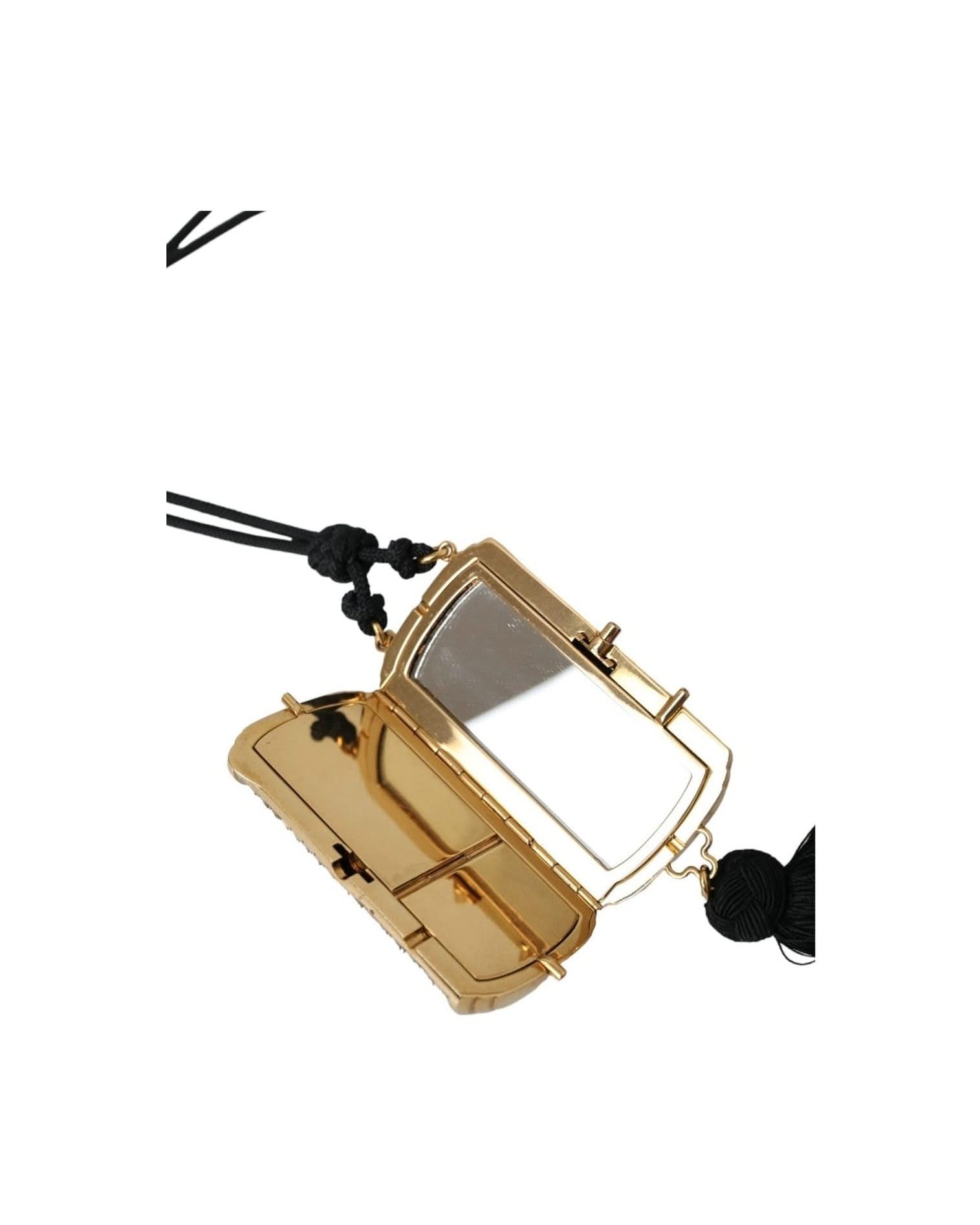 Dolce & Gabbana Beige Exotic Leather Mini Mirror Tassel Make Up Holder Bag Clutch Bags