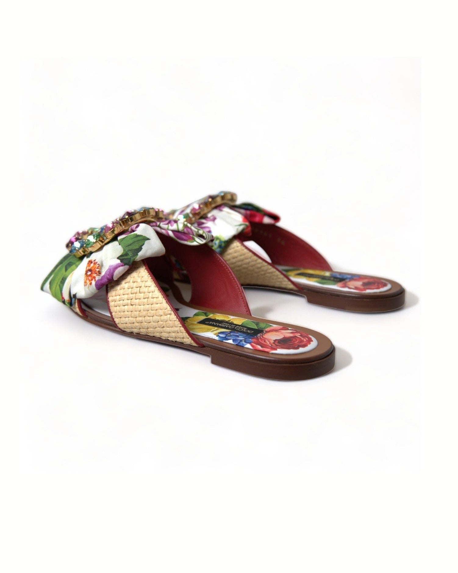 Dolce & Gabbana Exquisite Floral Print Flat Sandals Shoes