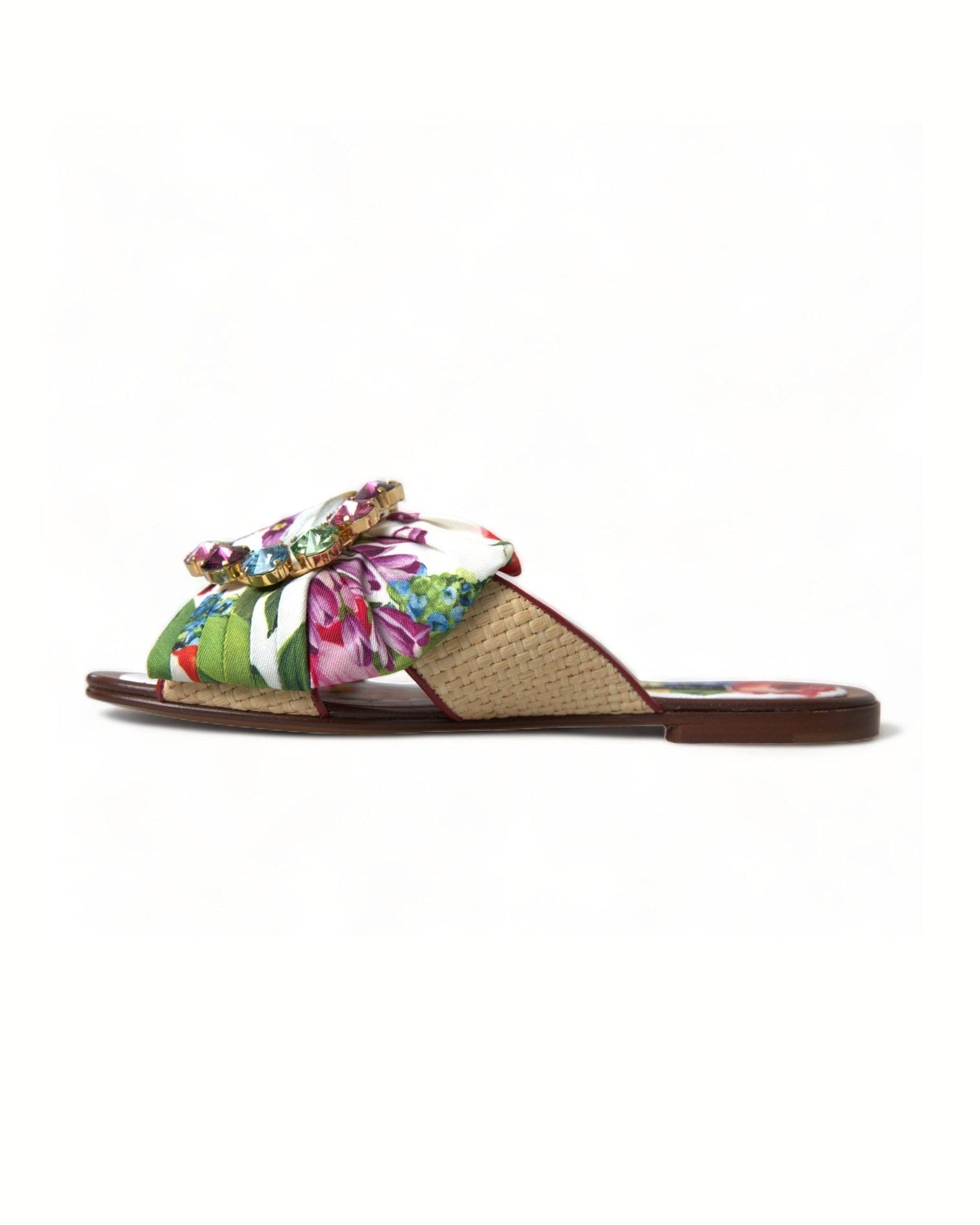 Dolce & Gabbana Exquisite Floral Print Flat Sandals Shoes