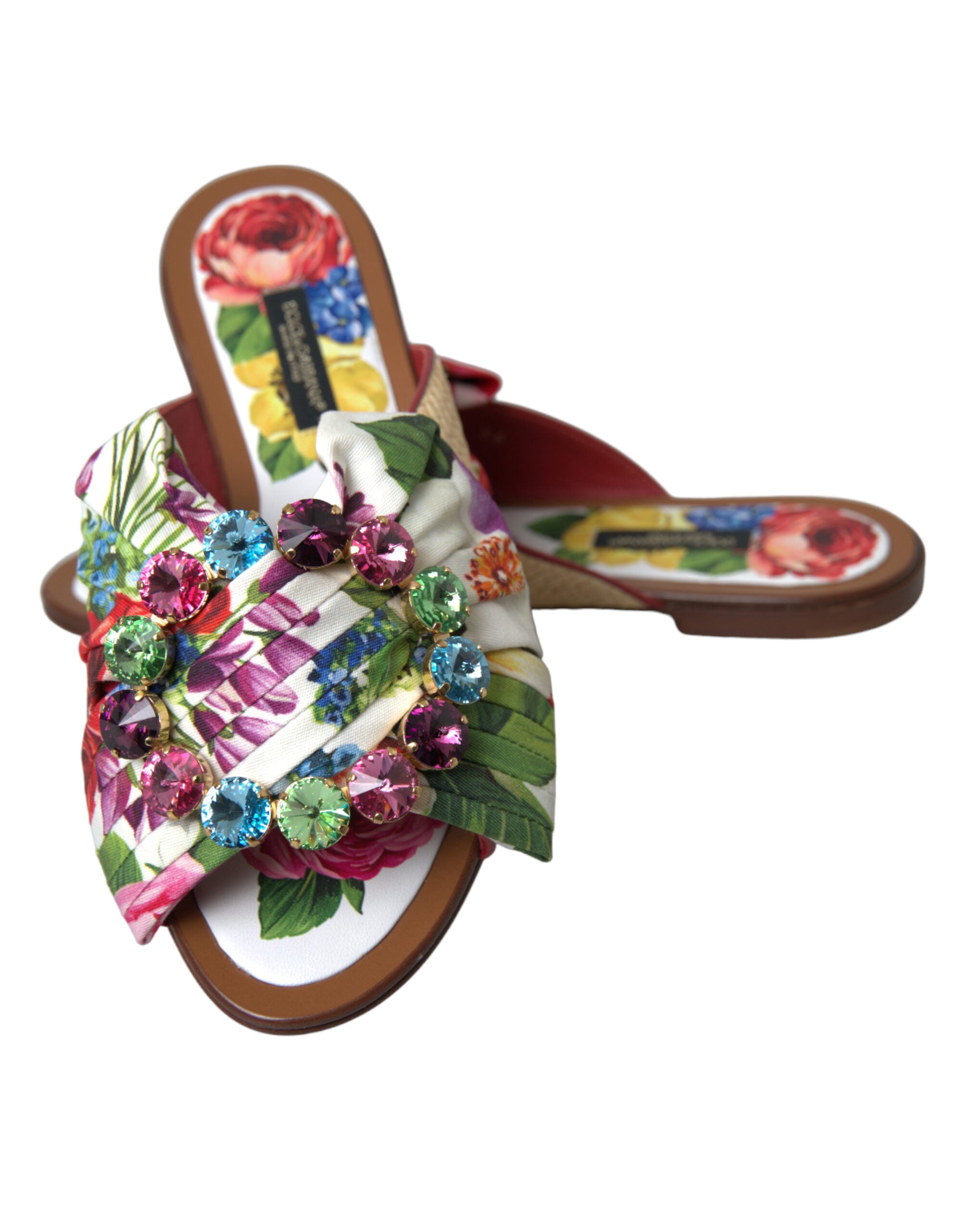 Dolce & Gabbana Exquisite Floral Print Flat Sandals Glam Steals