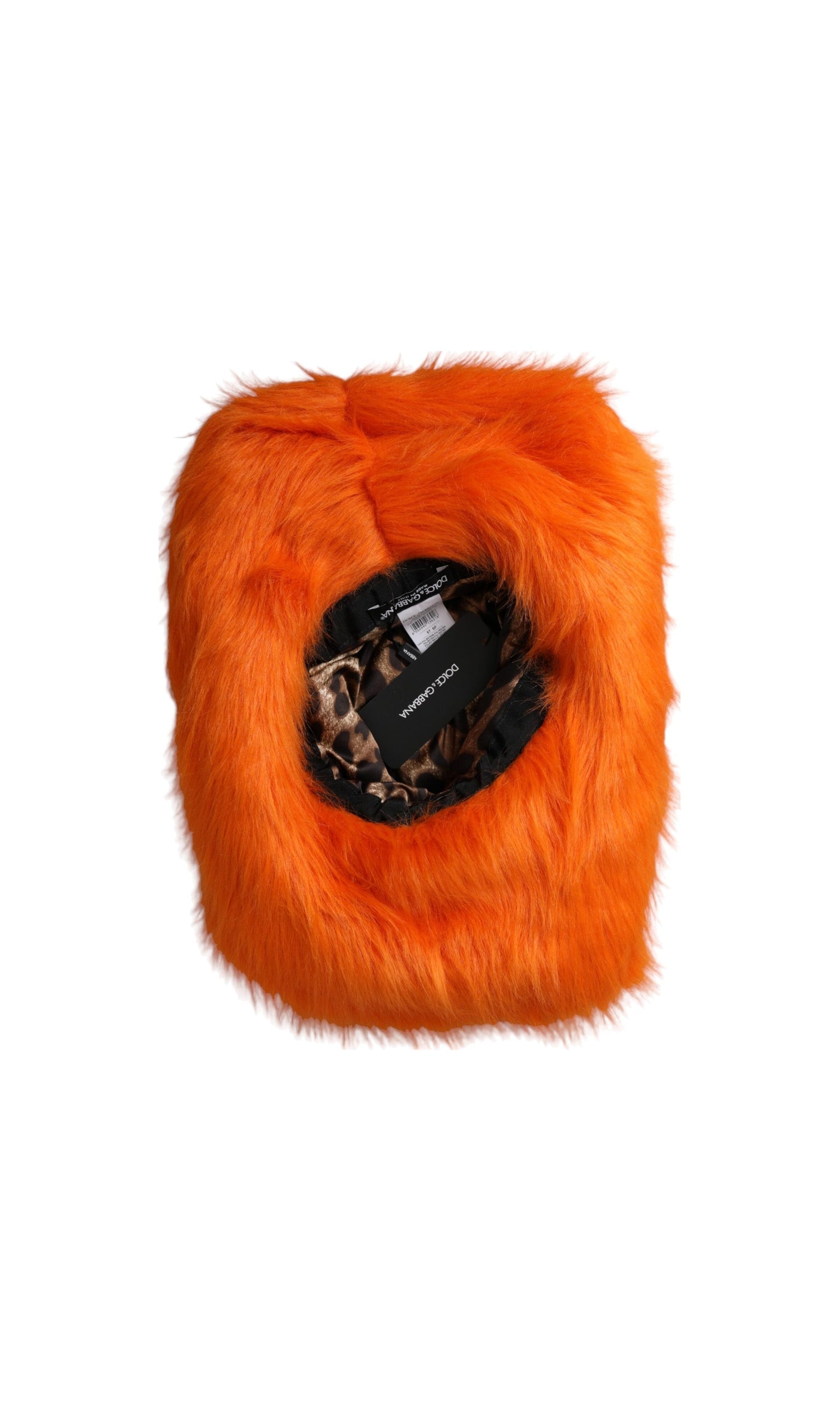 Dolce & Gabbana Faux Fur Polyester Fedora Orange Hat Glam Steals