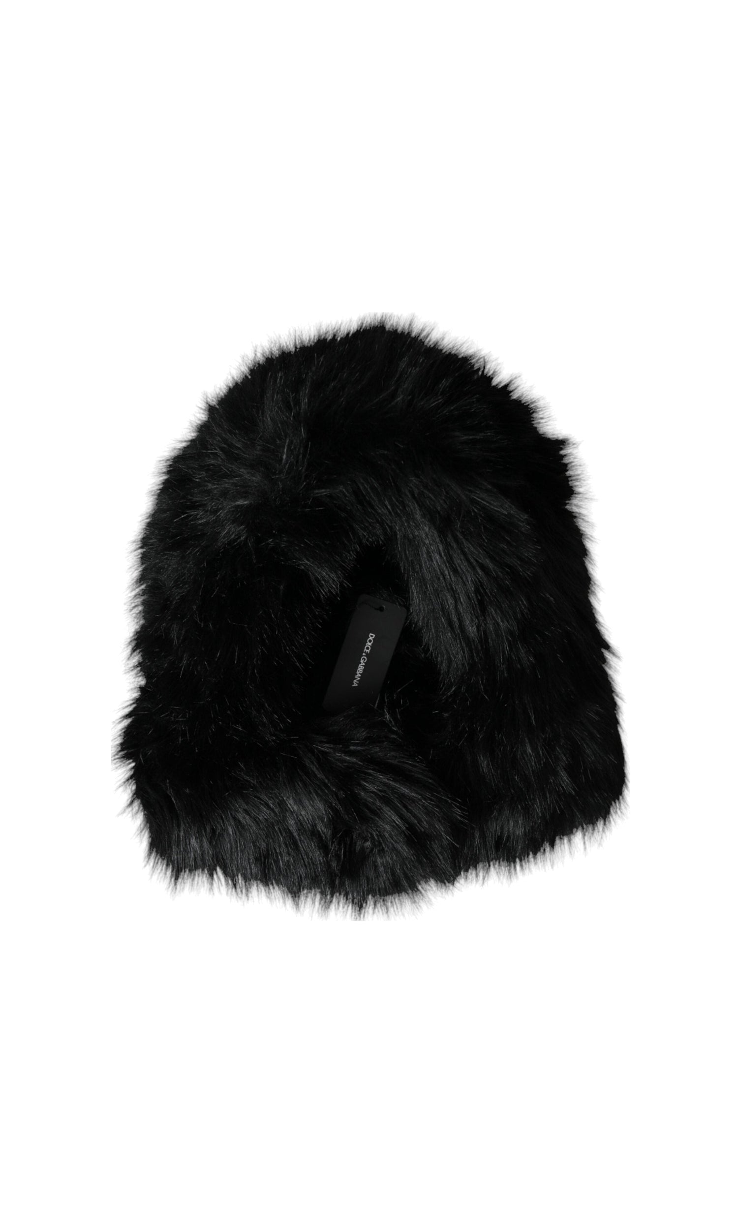 Dolce & Gabbana Faux Fur Whole Head Wrap Black Hat Glam Steals