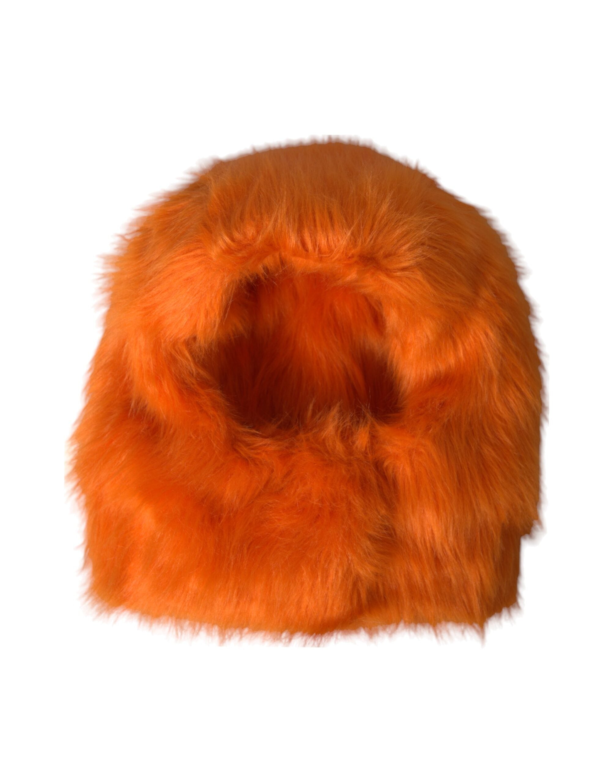 Dolce & Gabbana Faux Fur Whole Head Wrap Orange Hat Glam Steals