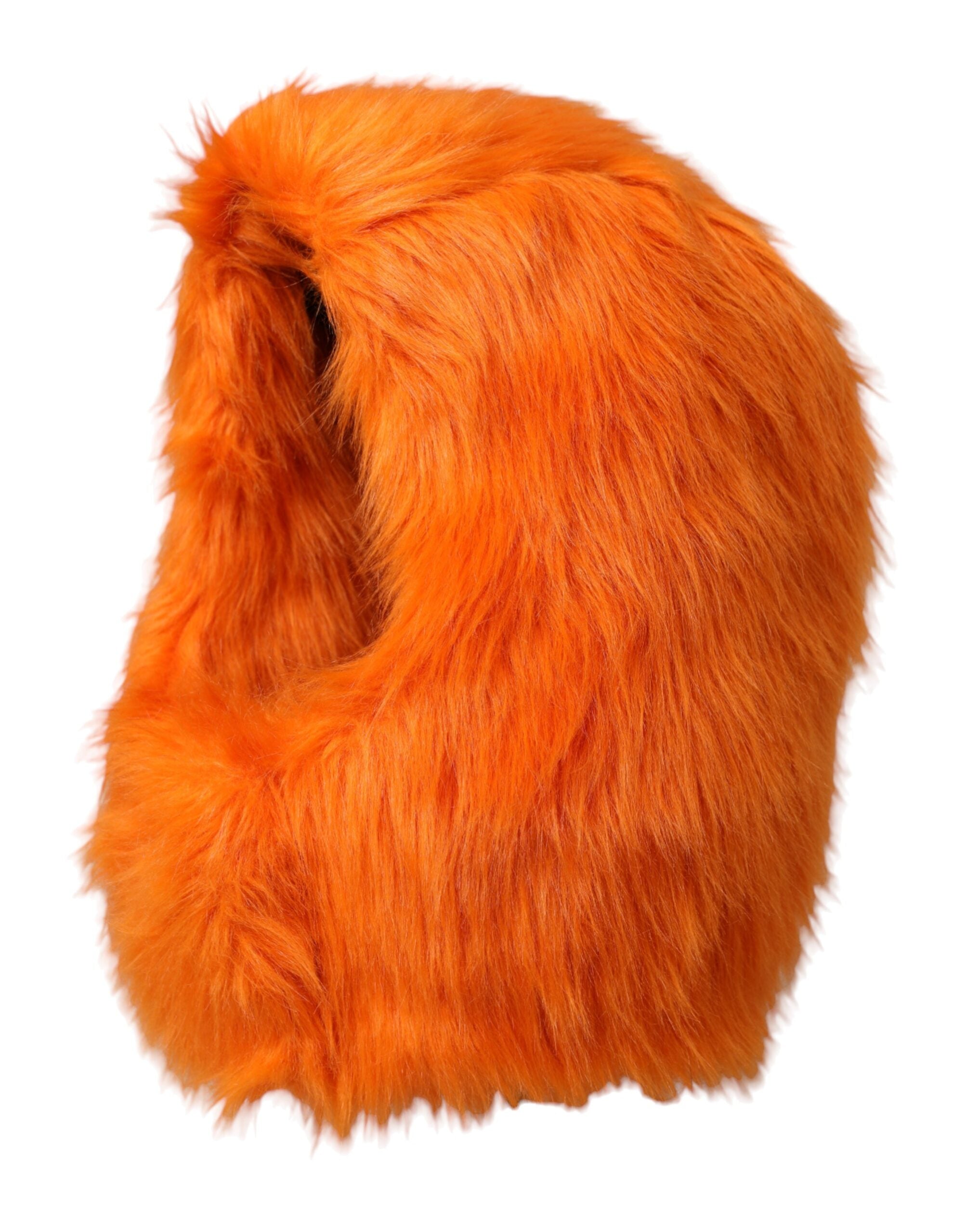 Dolce & Gabbana Faux Fur Whole Head Wrap Orange Hat Glam Steals
