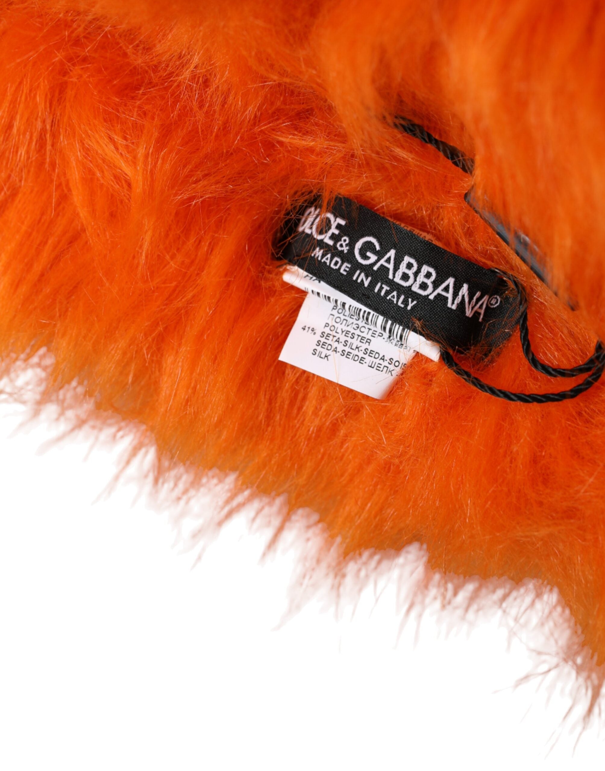 Dolce & Gabbana Faux Fur Whole Head Wrap Orange Hat Glam Steals