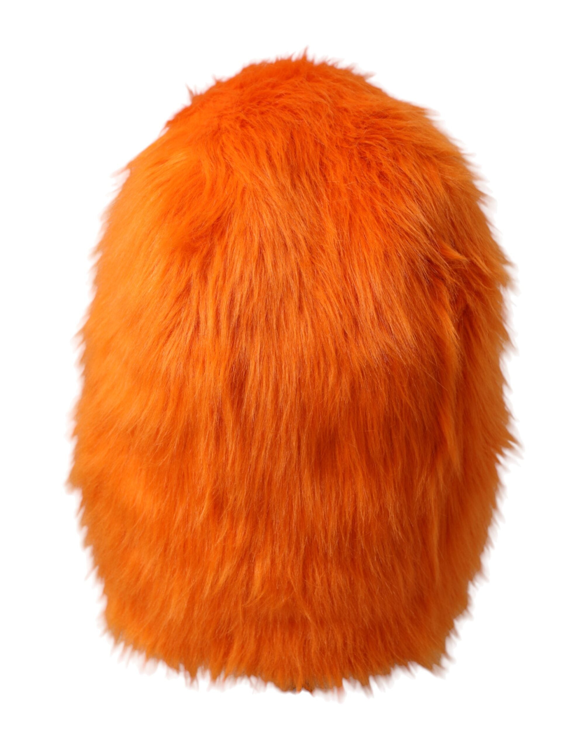 Dolce & Gabbana Faux Fur Whole Head Wrap Orange Hat Glam Steals