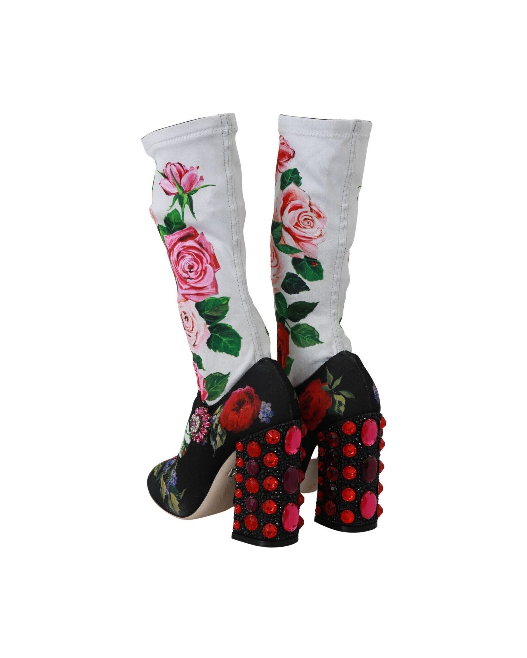 Dolce & Gabbana Floral Embellished Socks Boots Glam Steals
