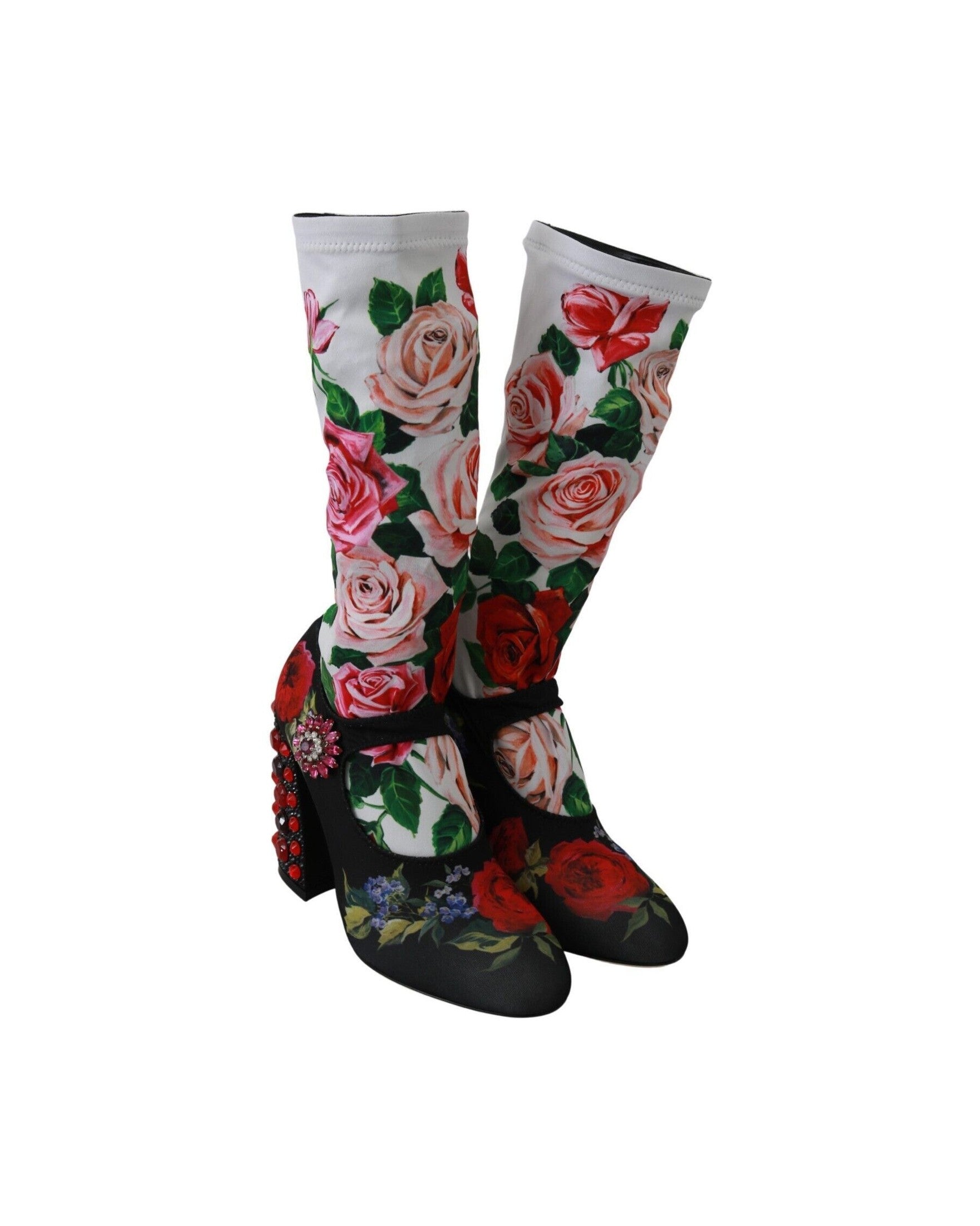 Dolce & Gabbana Floral Embellished Socks Boots Glam Steals