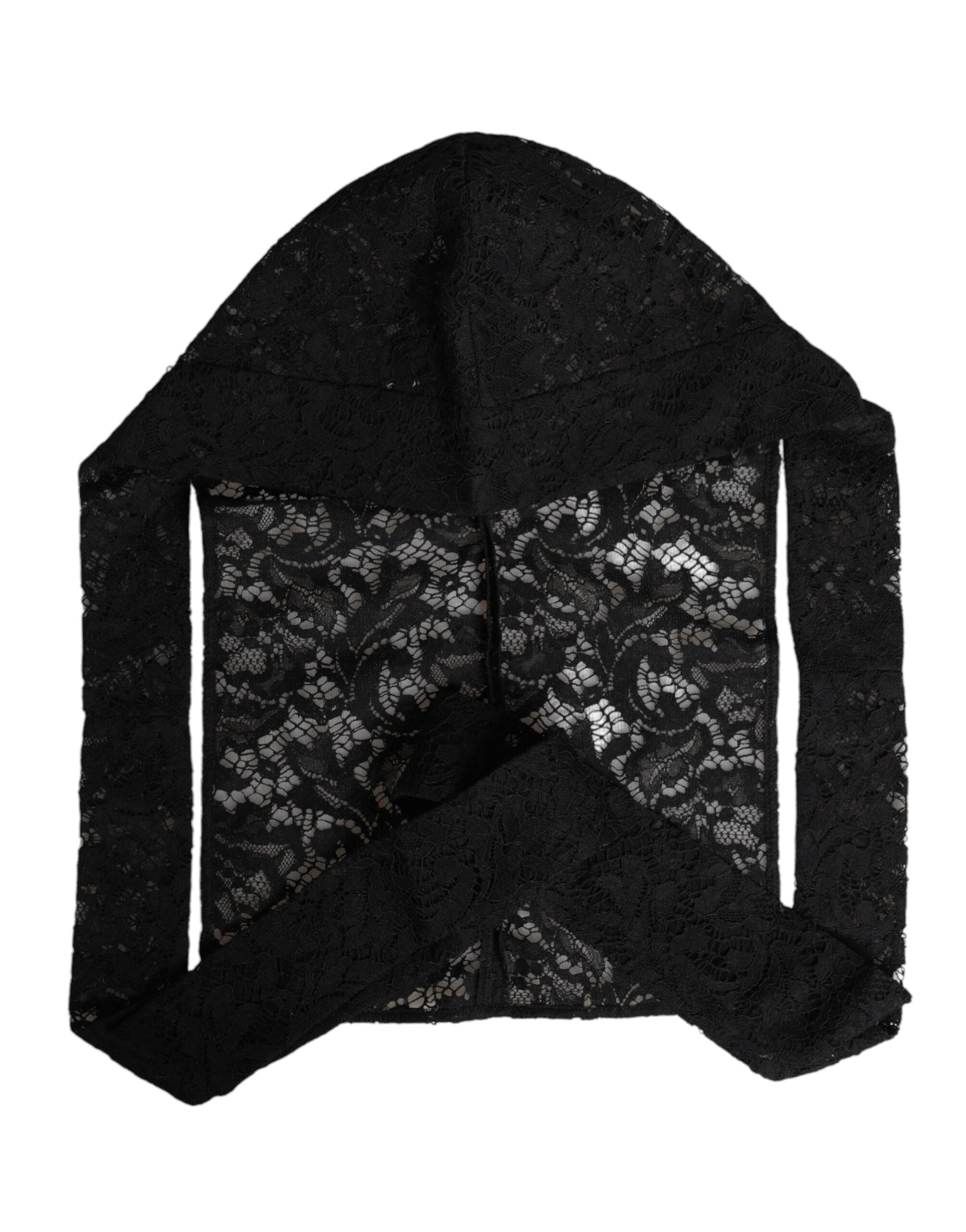 Dolce & Gabbana Floral Lace Whole Head Wrap Black Hat Glam Steals