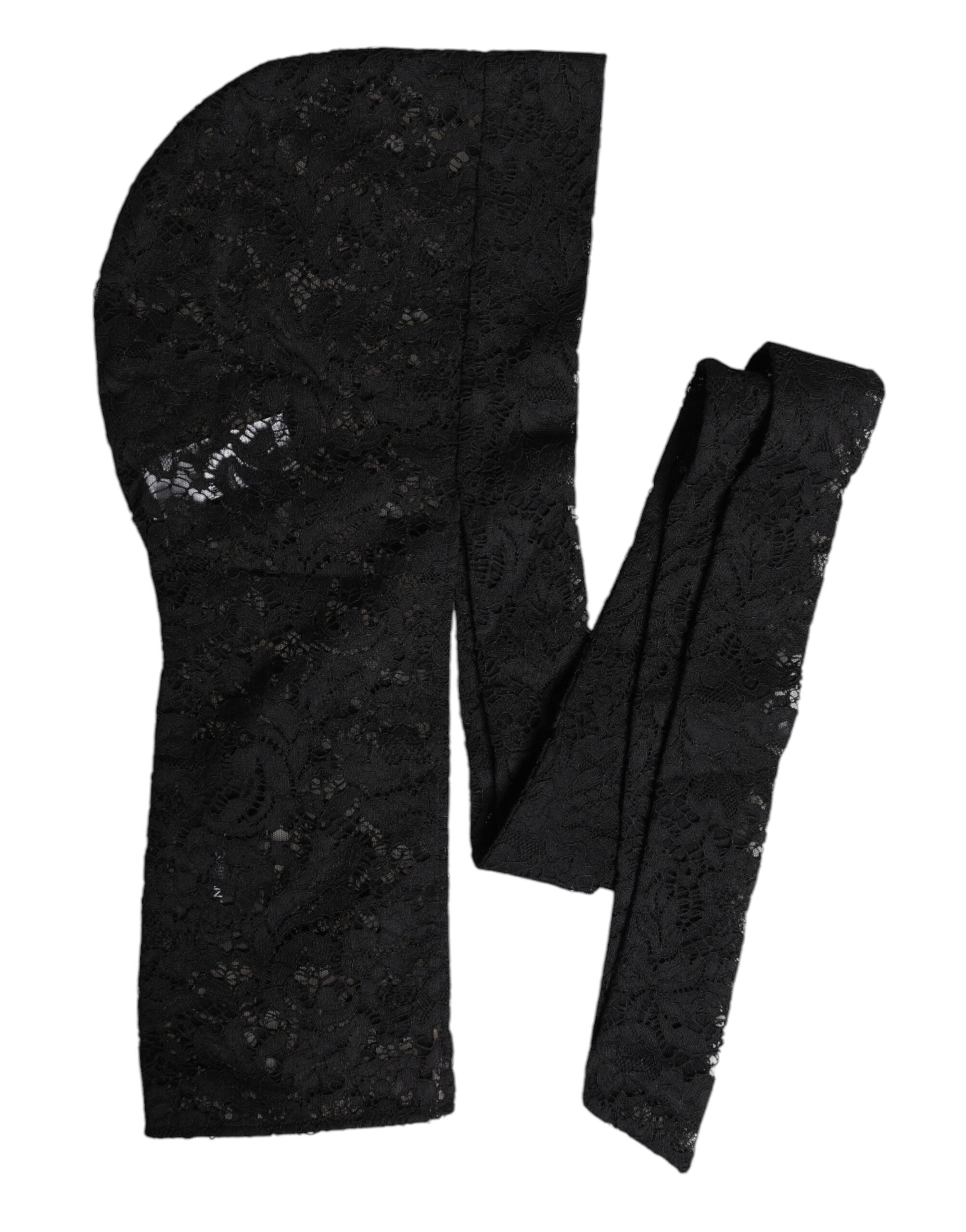 Dolce & Gabbana Floral Lace Whole Head Wrap Black Hat Glam Steals
