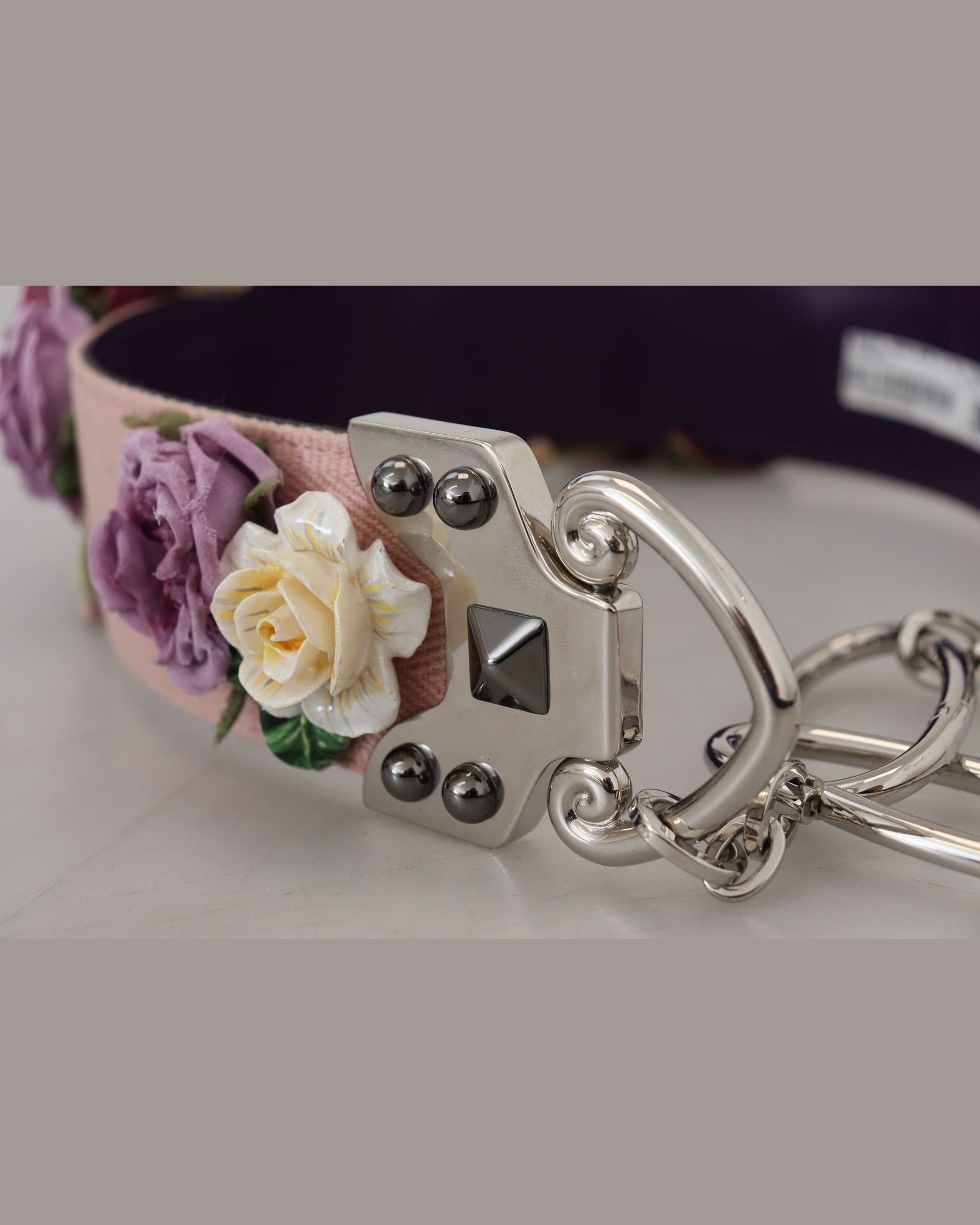 Dolce & Gabbana Floral Leather Shoulder Strap Beige Accessory Glam Steals