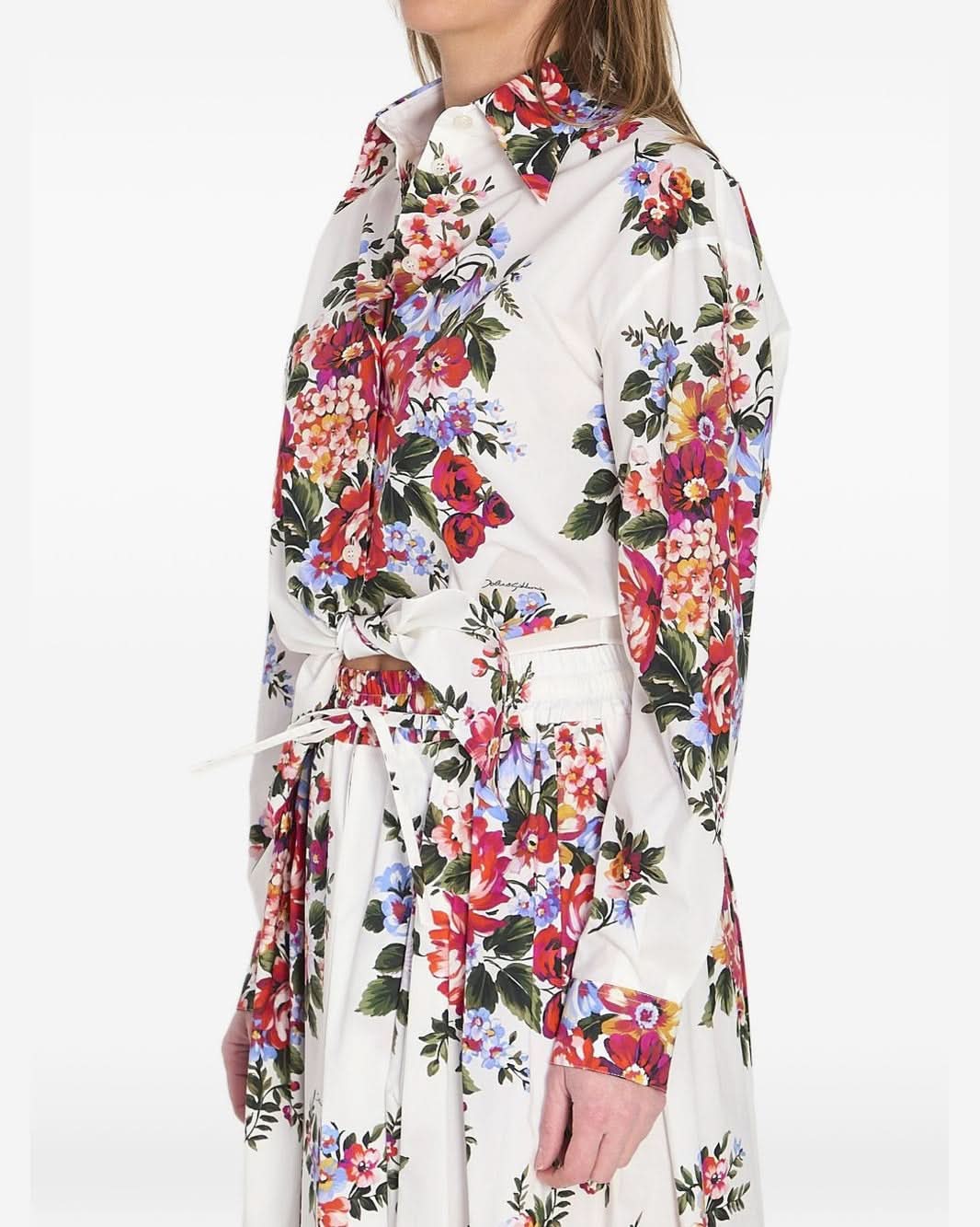 Dolce & Gabbana Floral Print Knotted Shirt Shirts