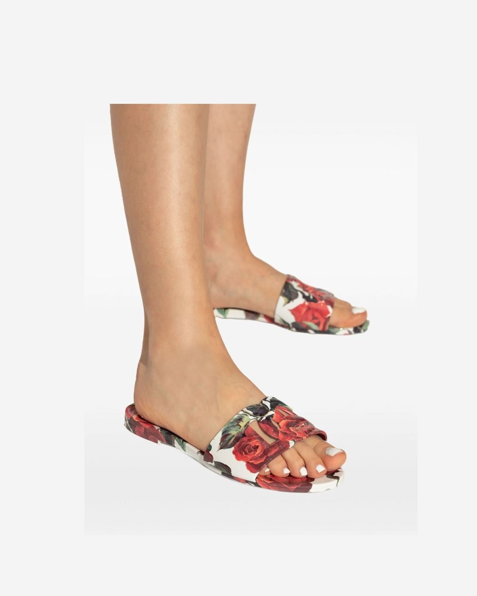 Dolce & Gabbana Floral Print Slides Sandals