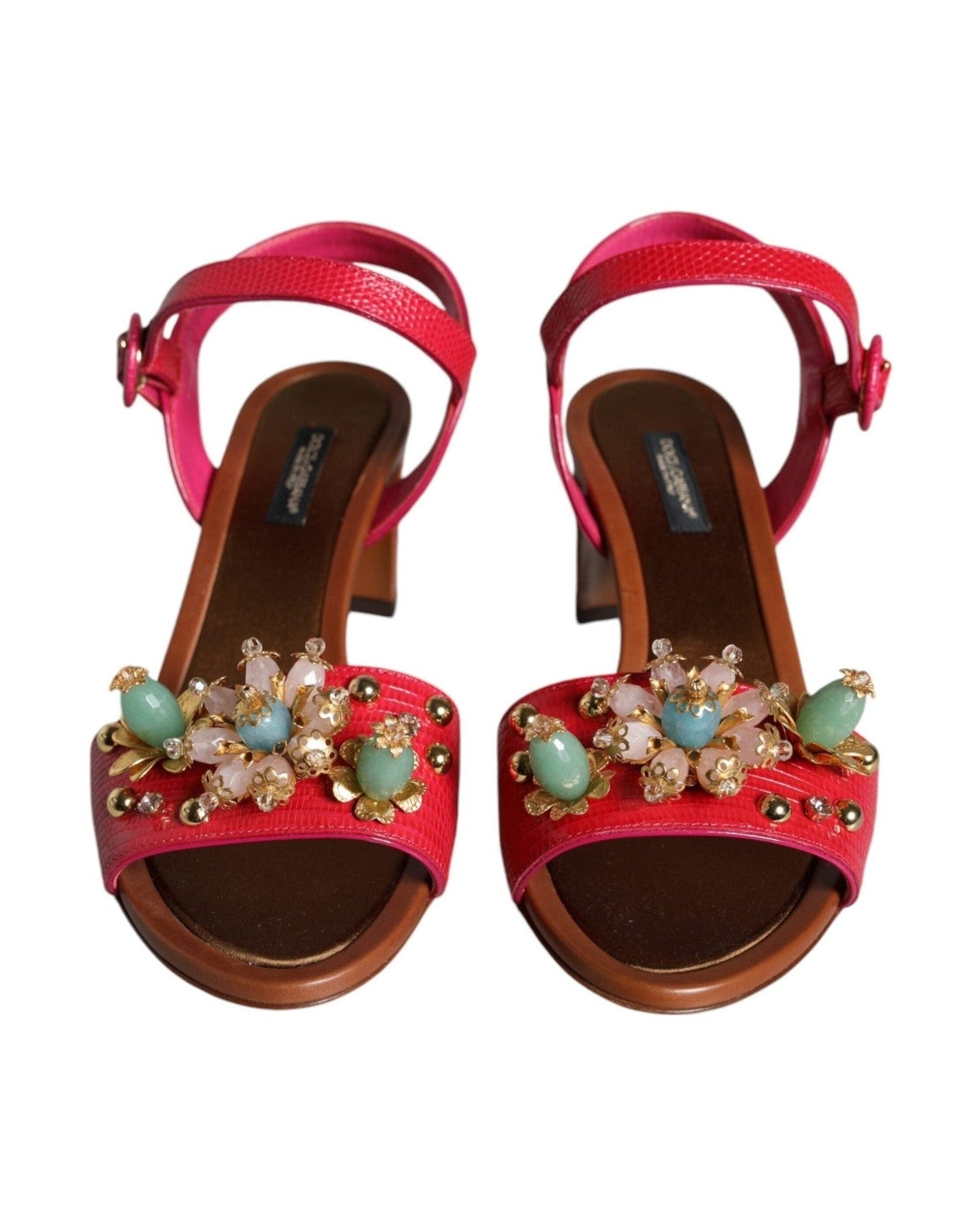 Dolce & Gabbana Fuchsia Leather Sandals Shoes Heels