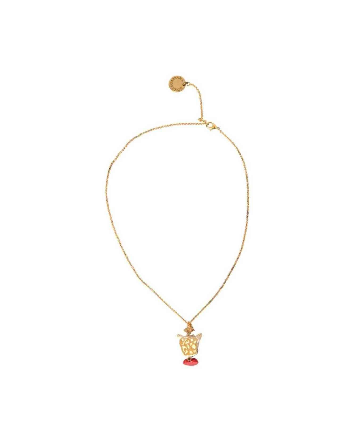 Dolce & Gabbana Brass Chain Dog Heart Pendant Charm Gold Necklace Glam Steals