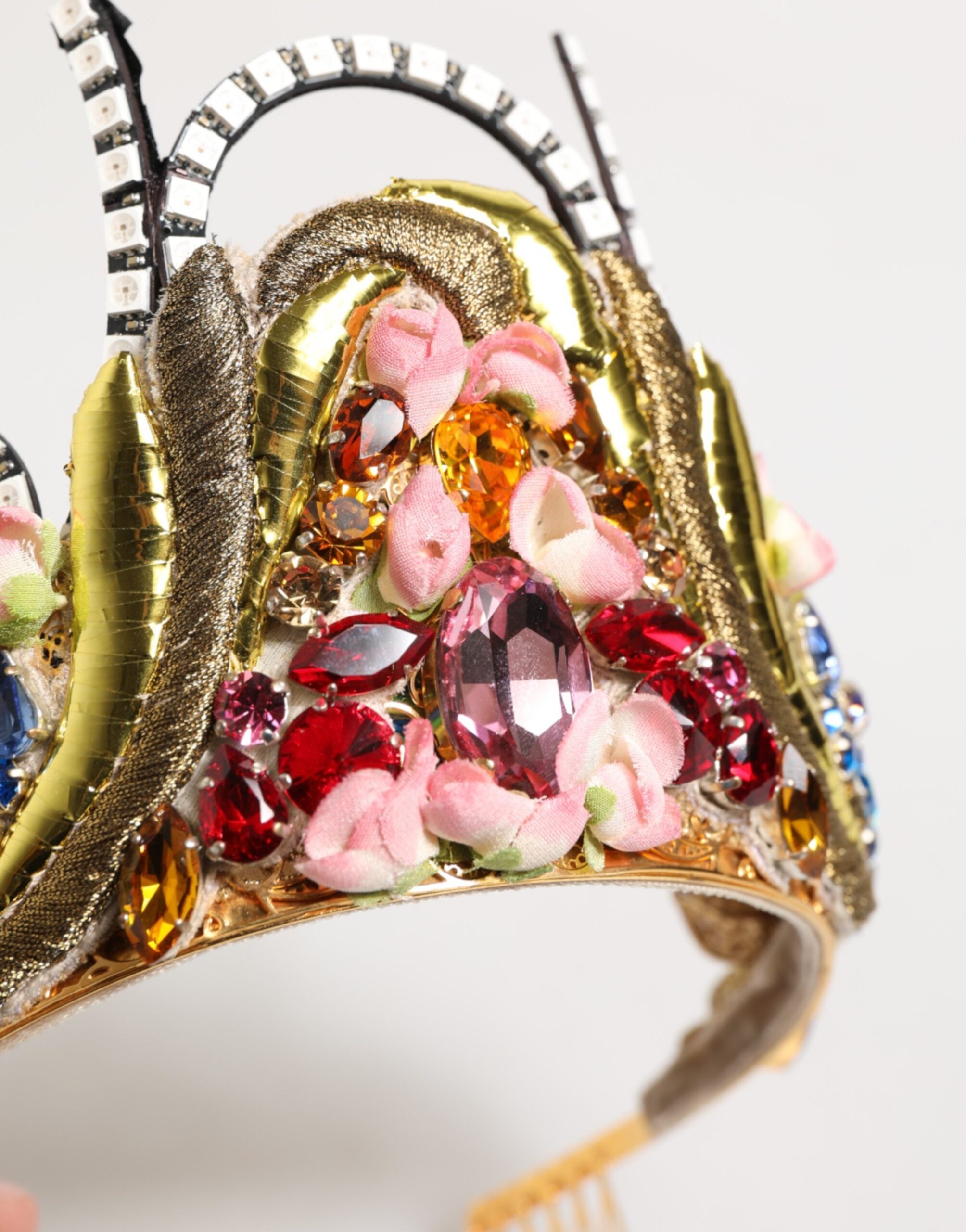 Dolce & Gabbana Gold Brass Crystal Embellished Headpiece Crown Diadem Tiara Glam Steals
