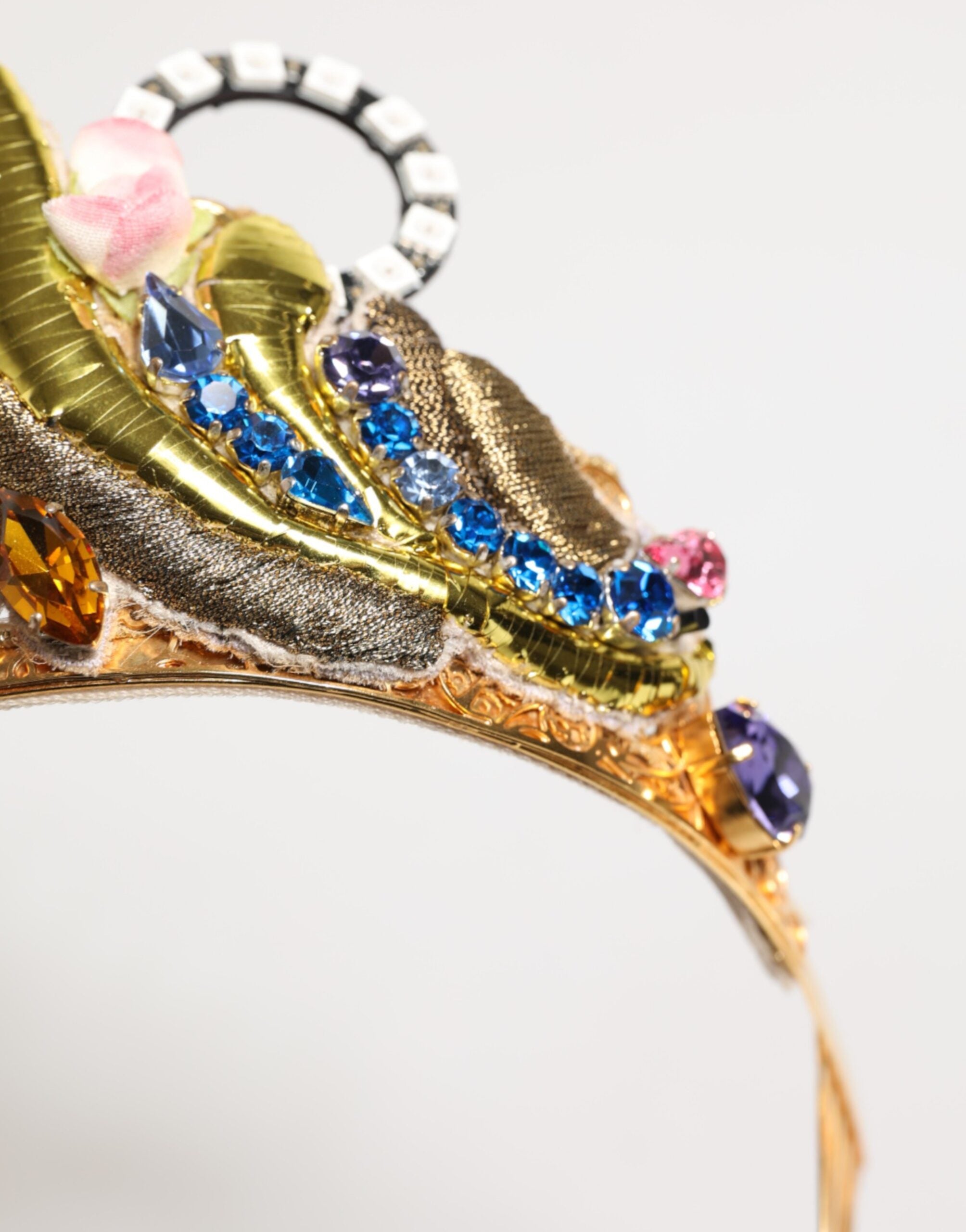 Dolce & Gabbana Gold Brass Crystal Embellished Headpiece Crown Diadem Tiara Glam Steals