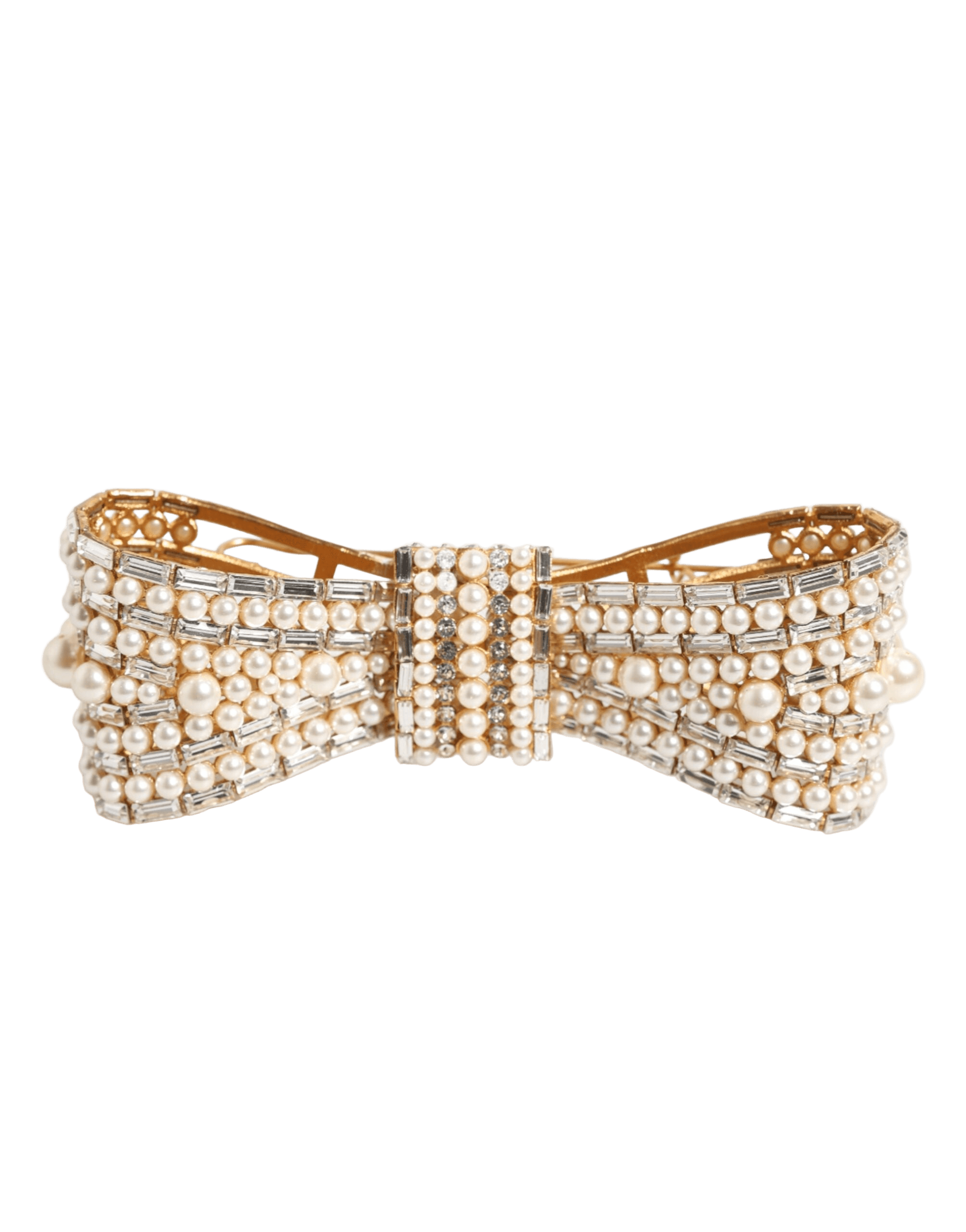 Dolce & Gabbana Gold Brass Glas Crystal Faux Pearl Embellished Brooch Glam Steals