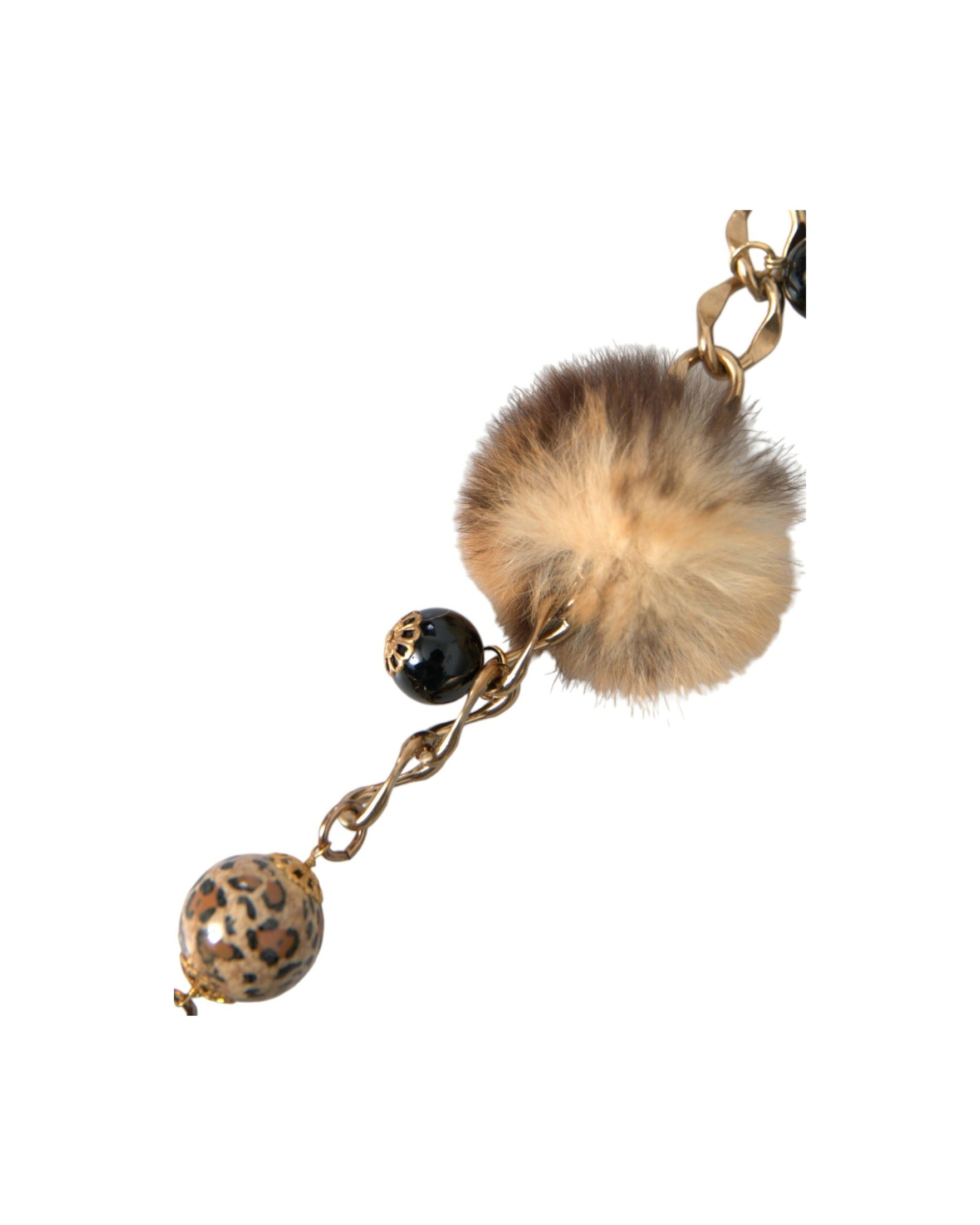 Dolce & Gabbana Brass Leopard Fur Pearl Collier Chain Gold Belt Glam Steals