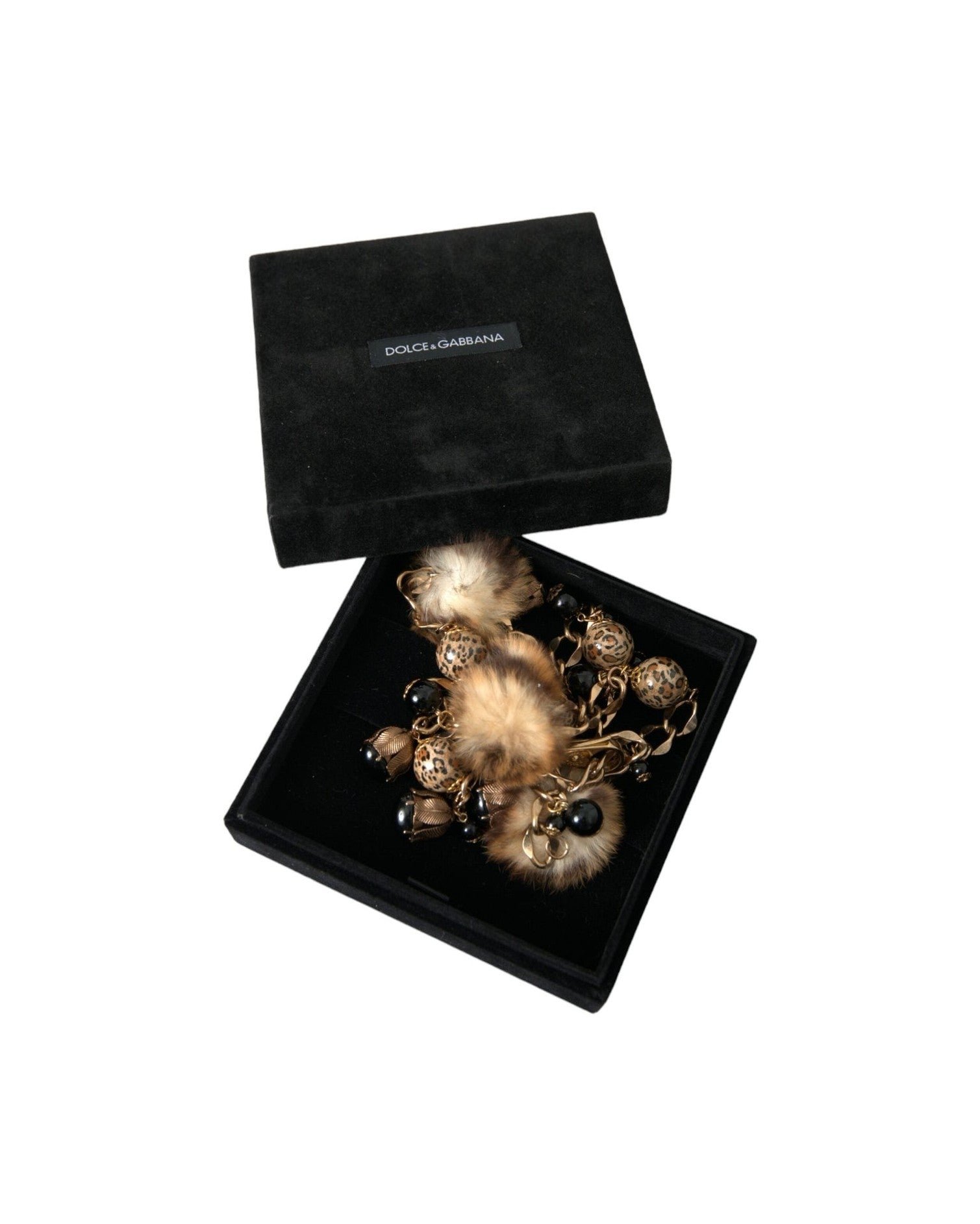 Dolce & Gabbana Brass Leopard Fur Pearl Collier Chain Gold Belt Glam Steals