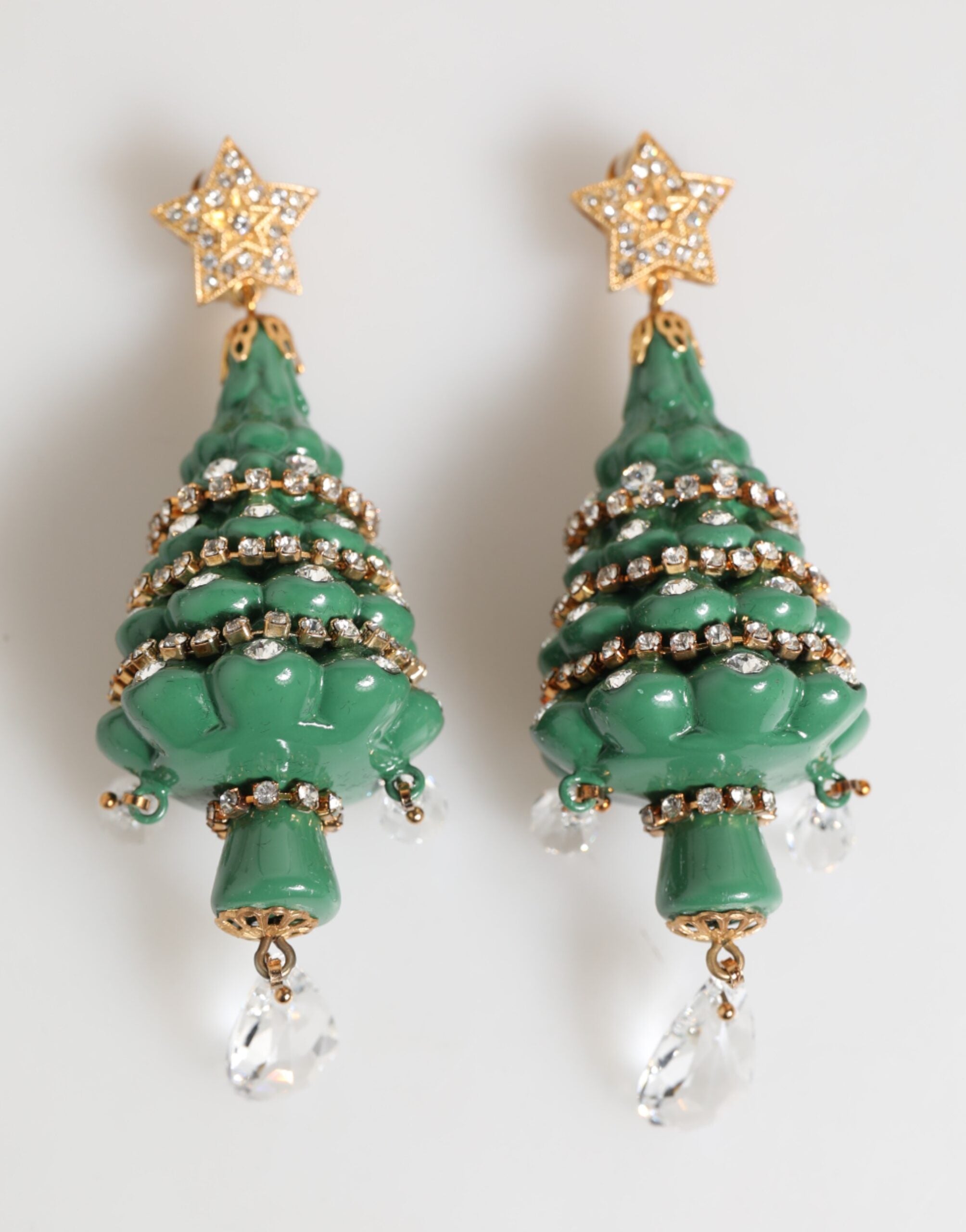 Dolce & Gabbana Gold Brass Multicolour Christmas Tree Earrings Glam Steals