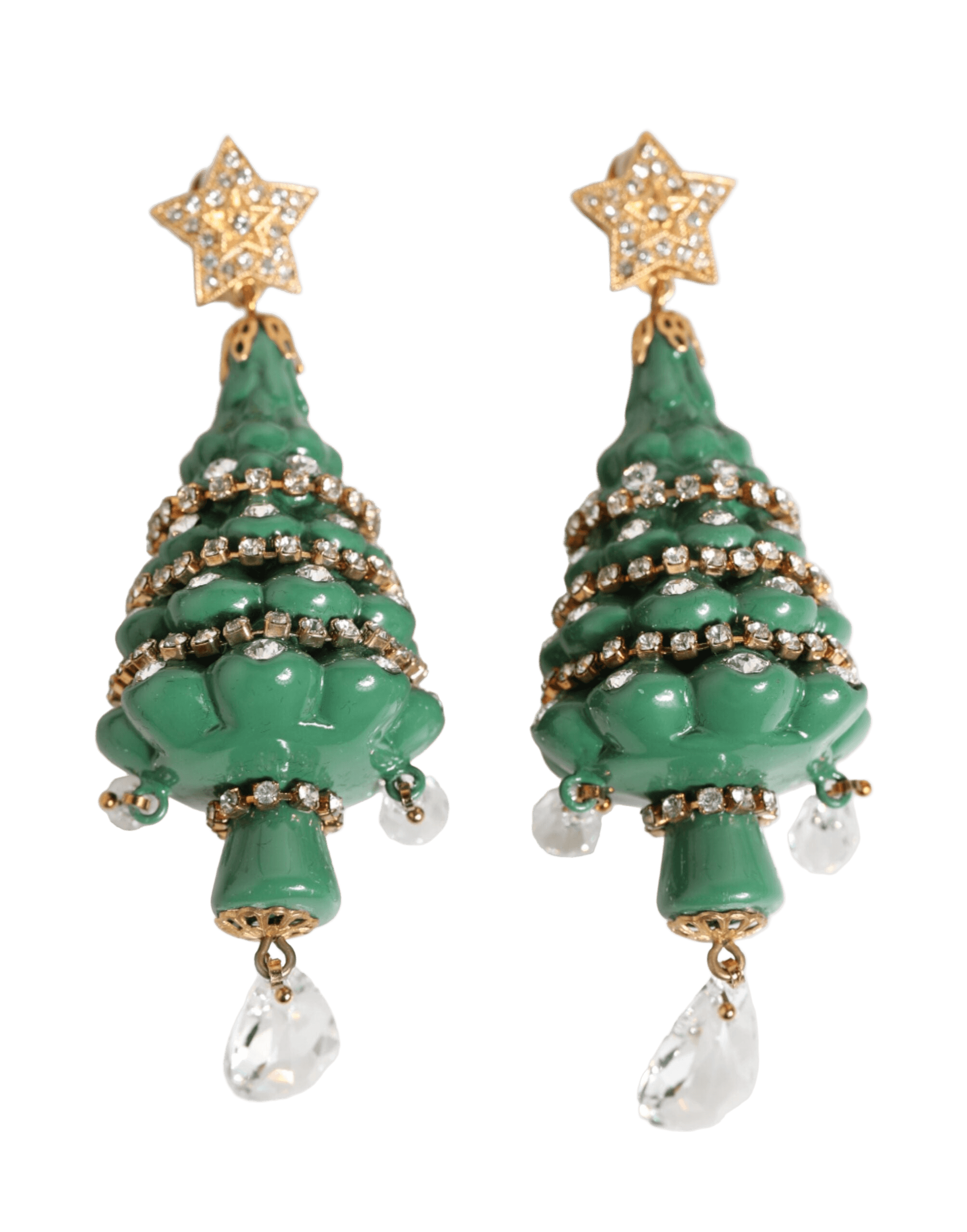 Dolce & Gabbana Gold Brass Multicolour Christmas Tree Earrings Glam Steals