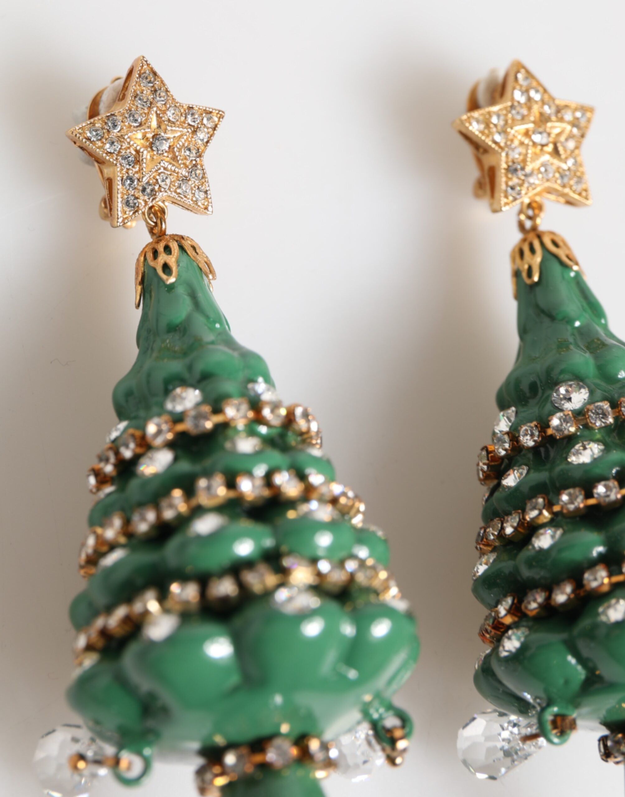 Dolce & Gabbana Gold Brass Multicolour Christmas Tree Earrings Glam Steals