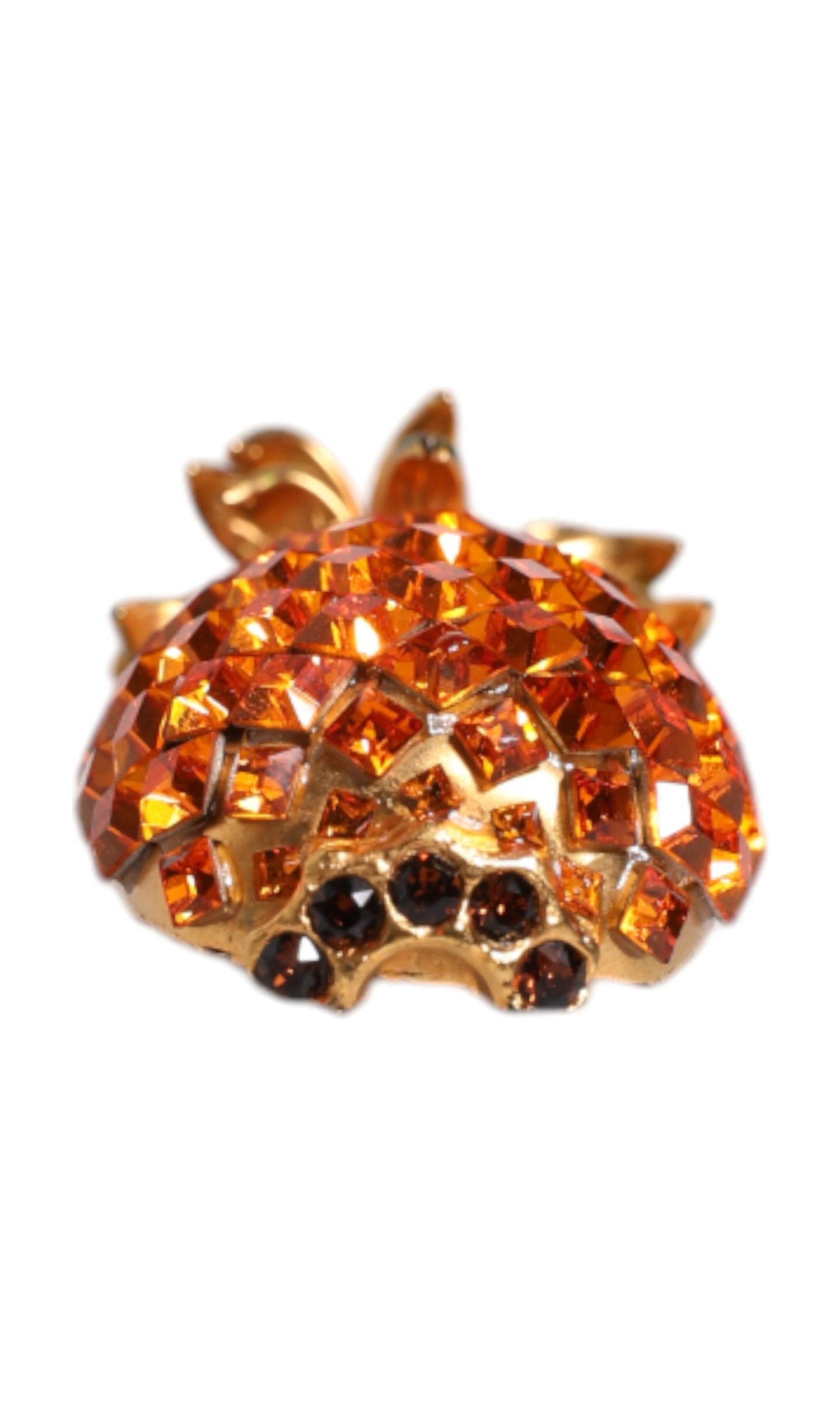 Dolce & Gabbana Gold Brass Pineapple Crystal Jewelry Brooch Pin Glam Steals