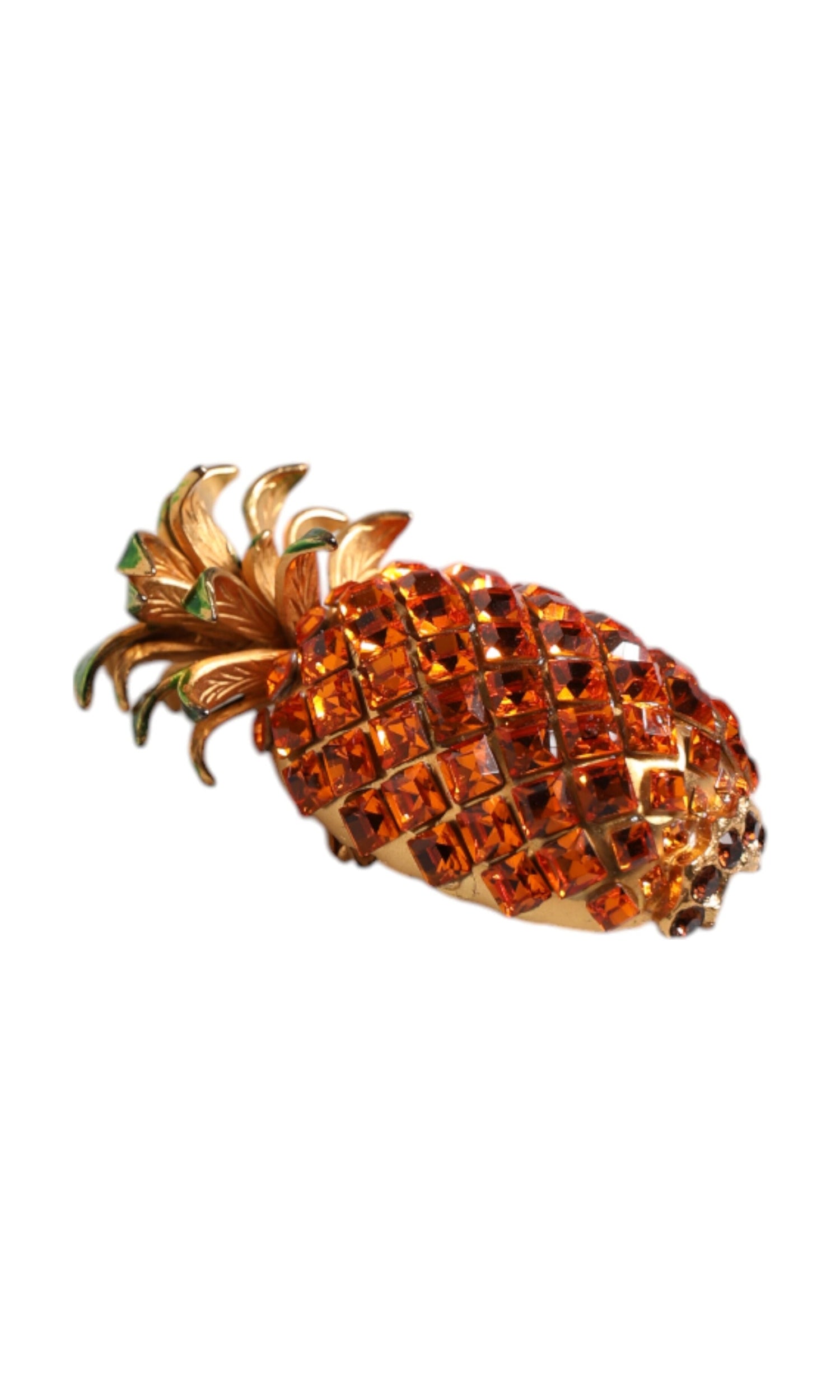 Dolce & Gabbana Gold Brass Pineapple Crystal Jewelry Brooch Pin Glam Steals