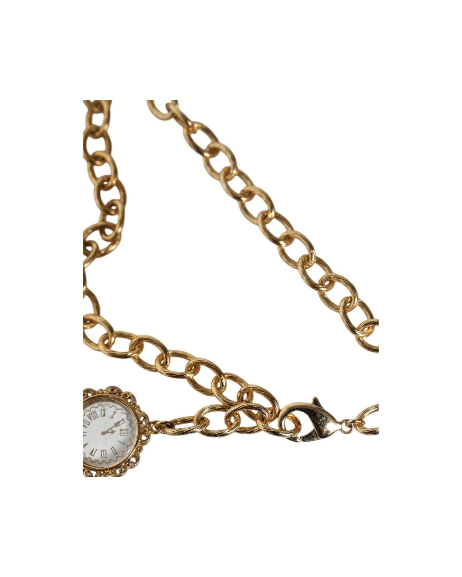 Dolce & Gabbana Chain Brass Crystal Clock Statement Gold Necklace Glam Steals