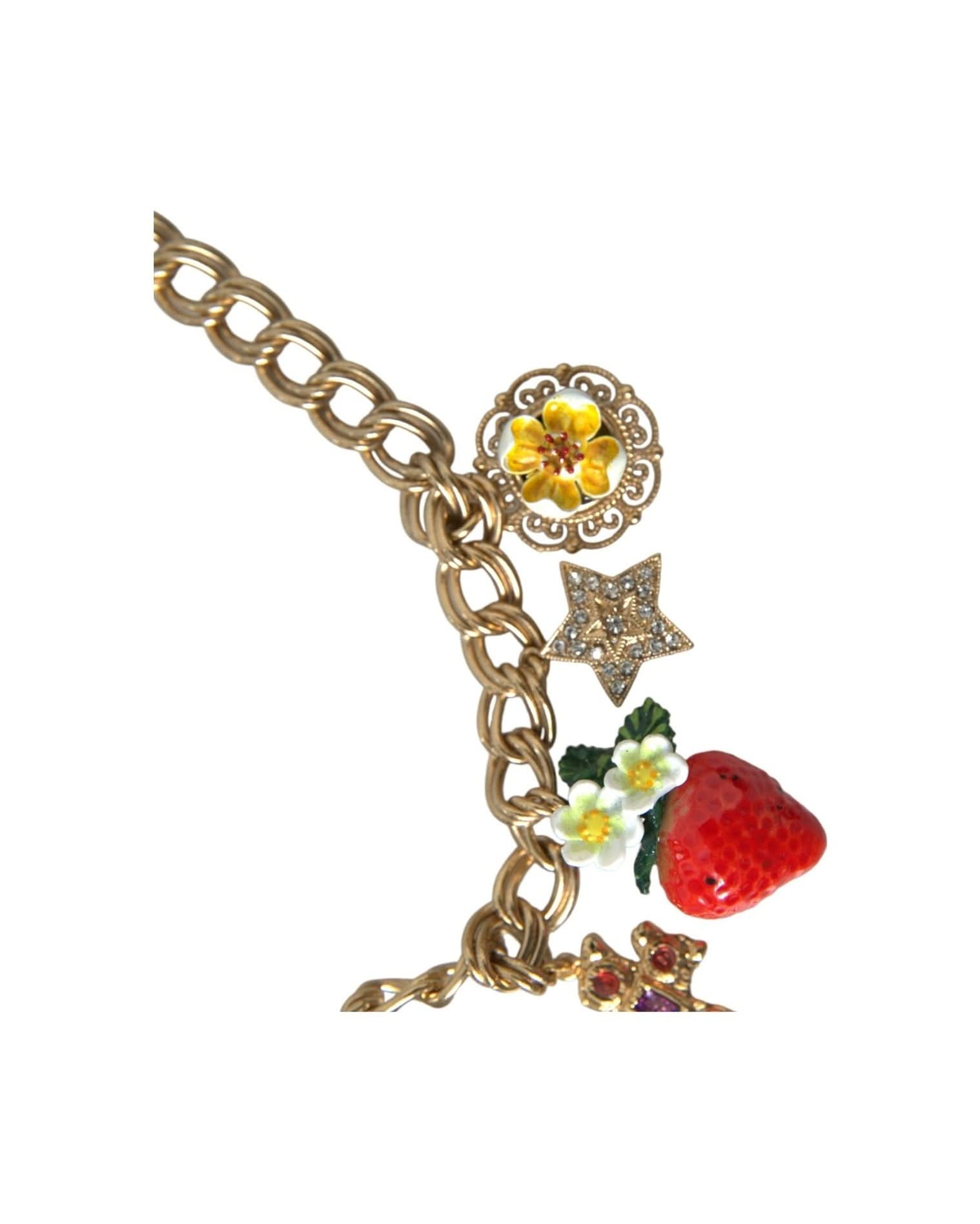 Dolce & Gabbana Gold Chain Rose Cross Strawberry Star Pendant Necklace Necklaces