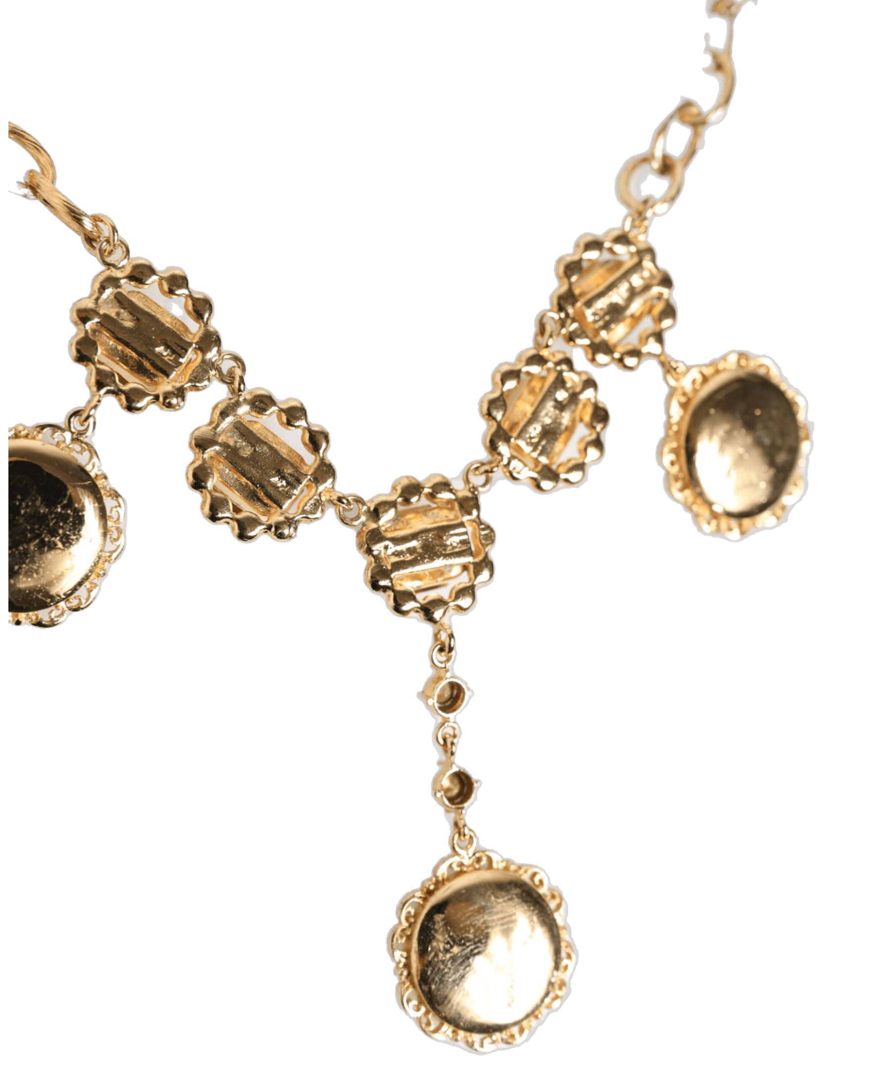 Dolce & Gabbana Gold Crystal Clock Pendant Statement Jewelry Necklace Necklaces