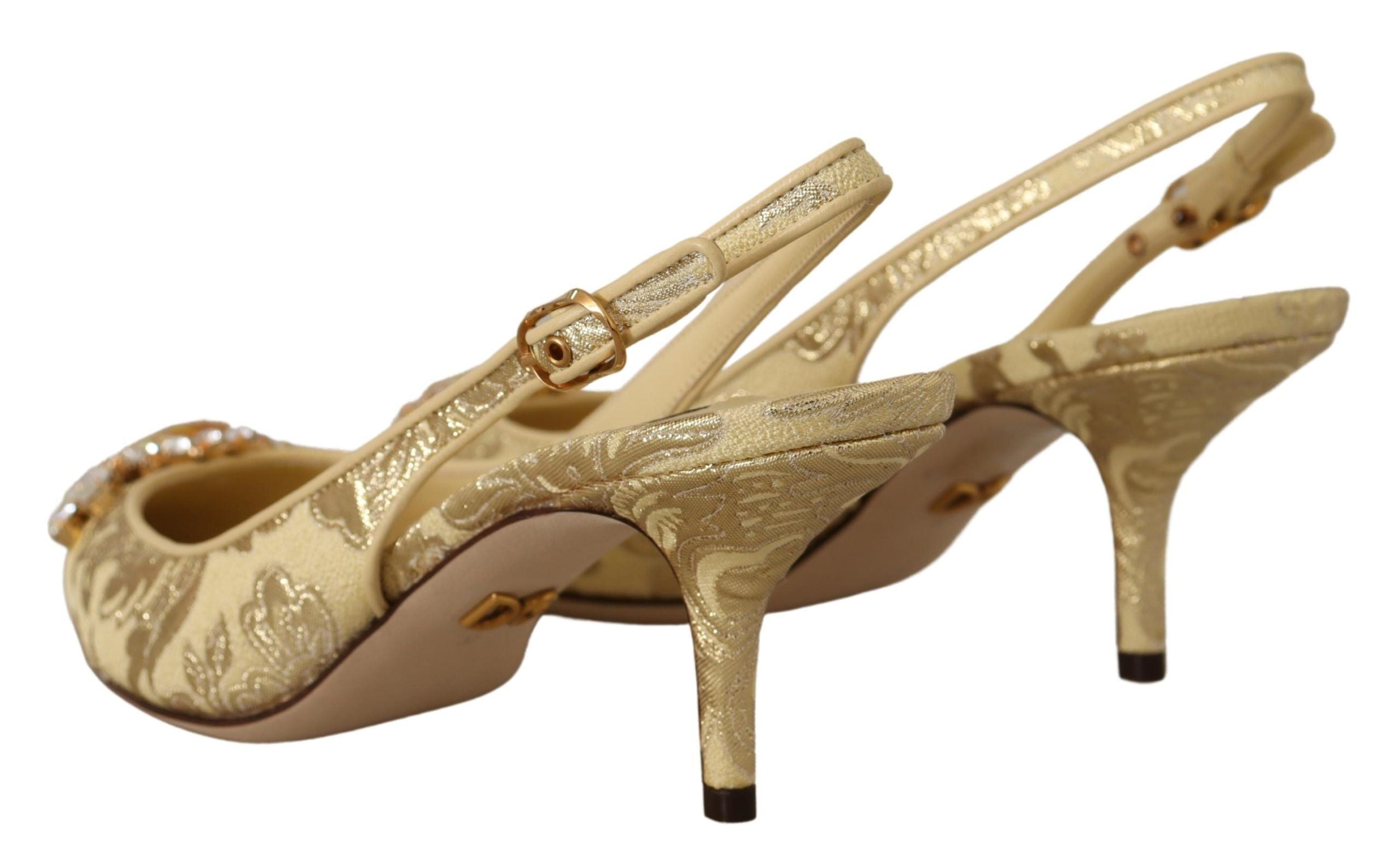 Dolce & Gabbana Gold Crystal Slingbacks Heels Glam Steals