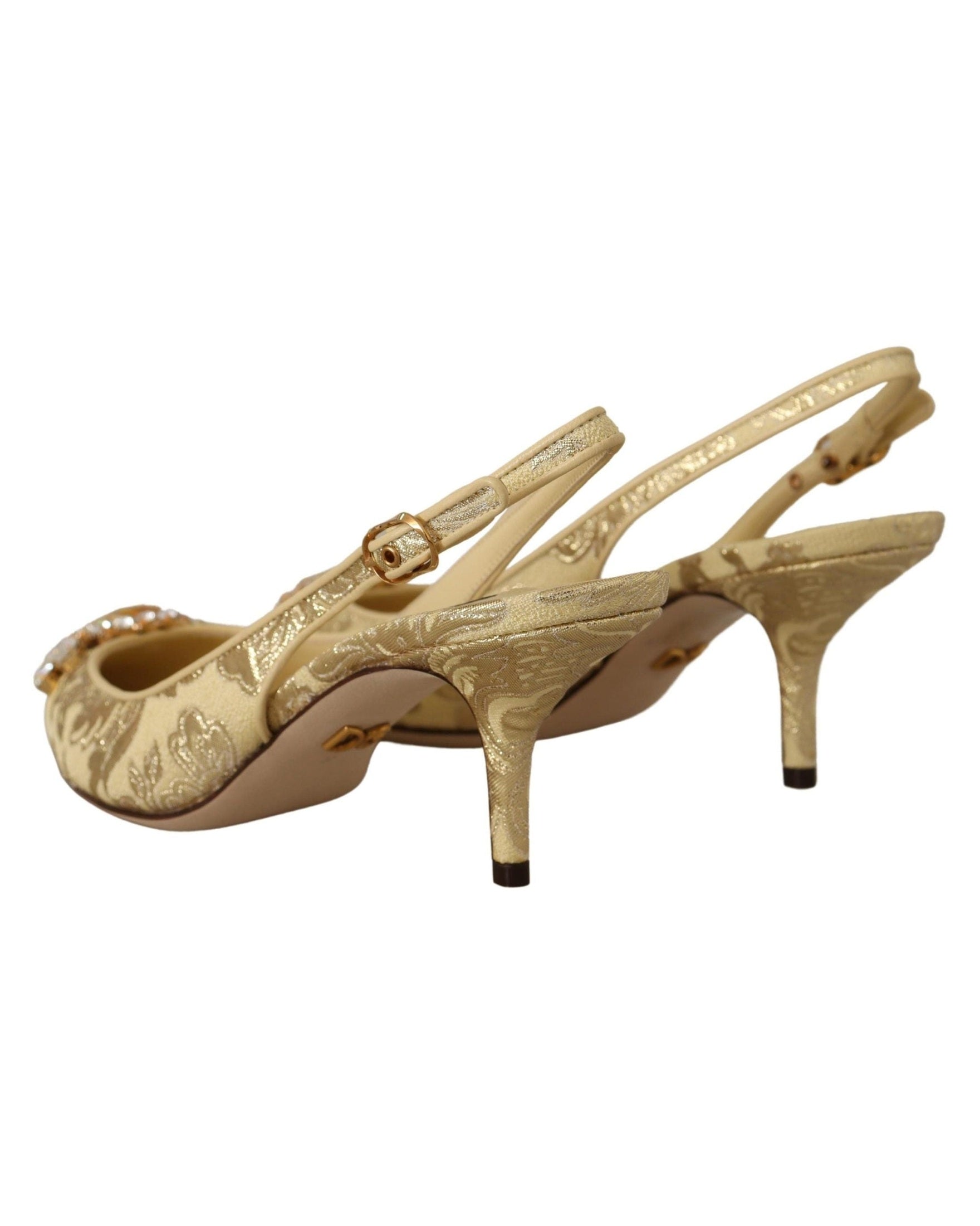 Dolce & Gabbana Gold Crystal Slingbacks Heels Heels