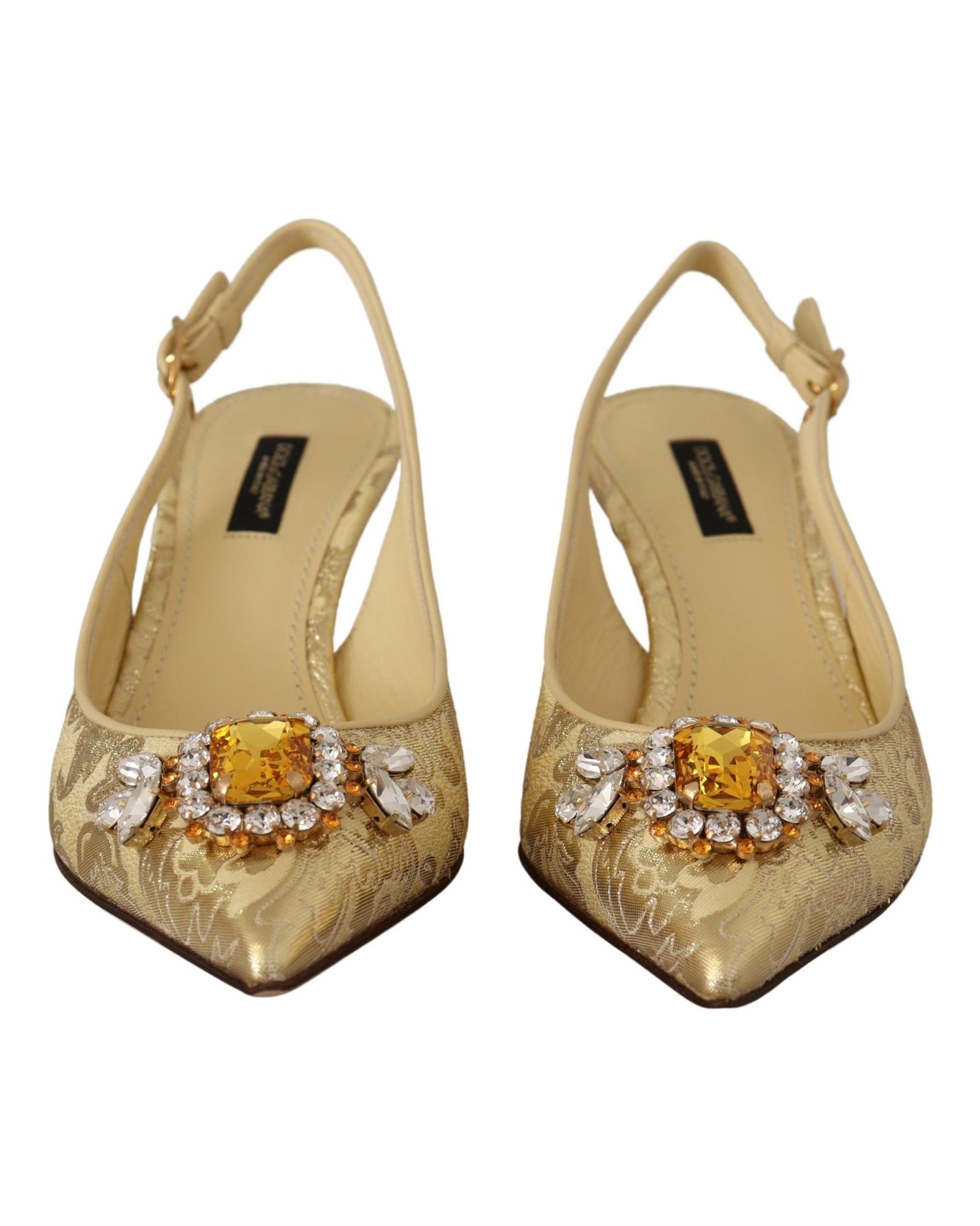 Dolce & Gabbana Gold Crystal Slingbacks Heels Heels