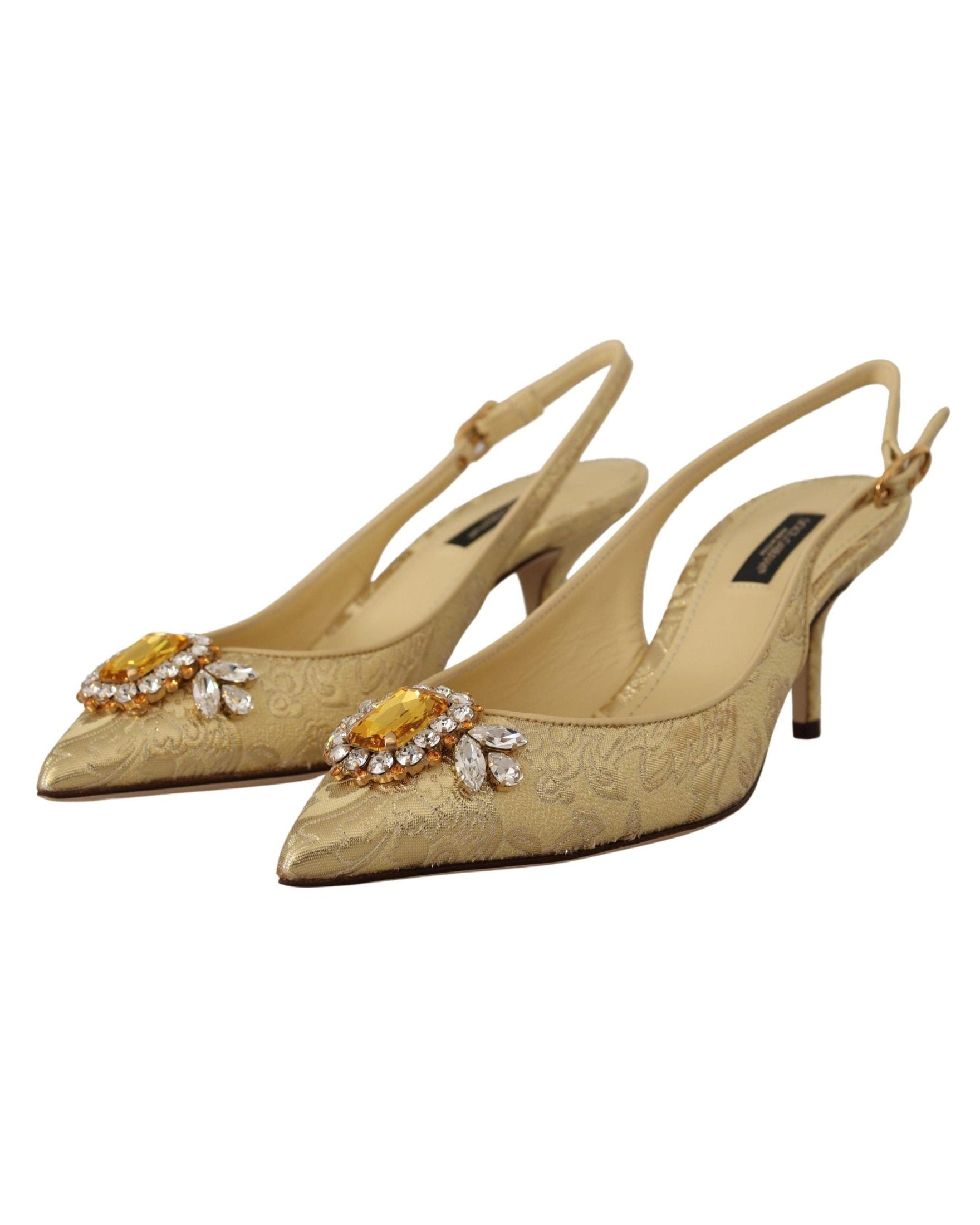 Dolce & Gabbana Gold Crystal Slingbacks Heels Heels