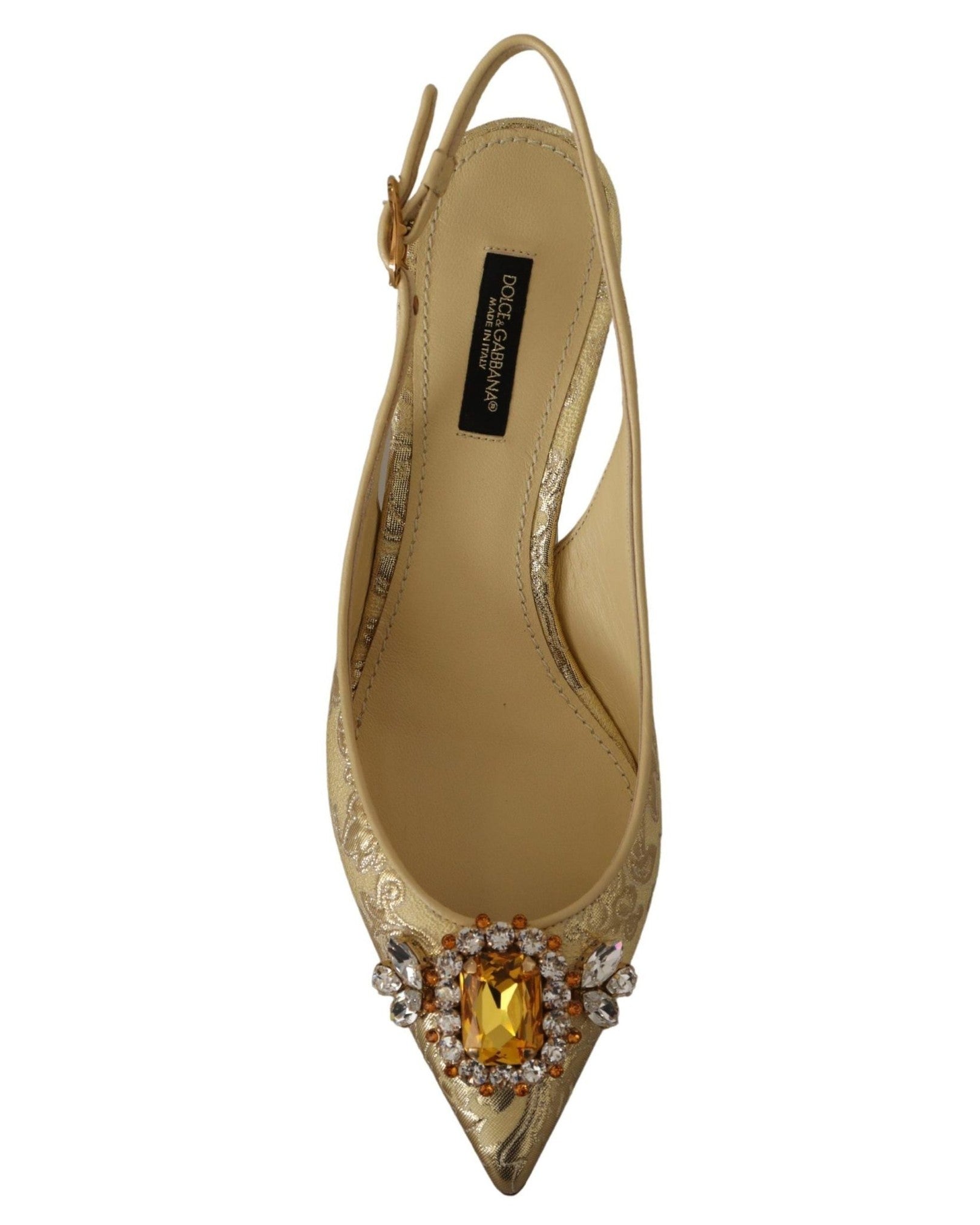 Dolce & Gabbana Gold Crystal Slingbacks Heels Heels