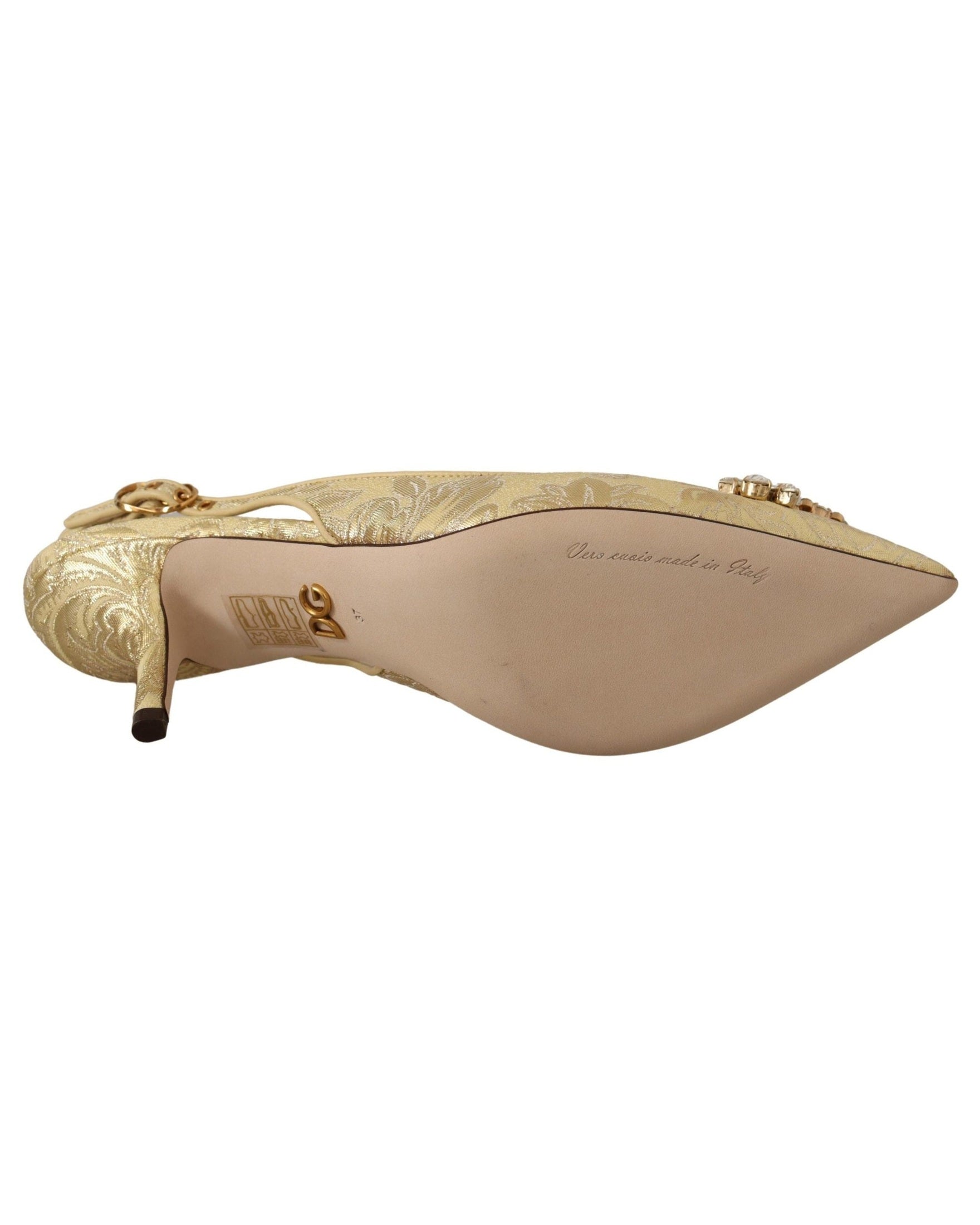 Dolce & Gabbana Gold Crystal Slingbacks Heels Heels