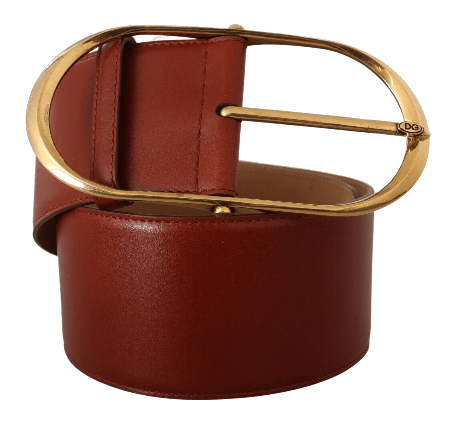 Dolce & Gold Gabbana Leather Maroon Metal Oval Buckle Belt Glam Steals
