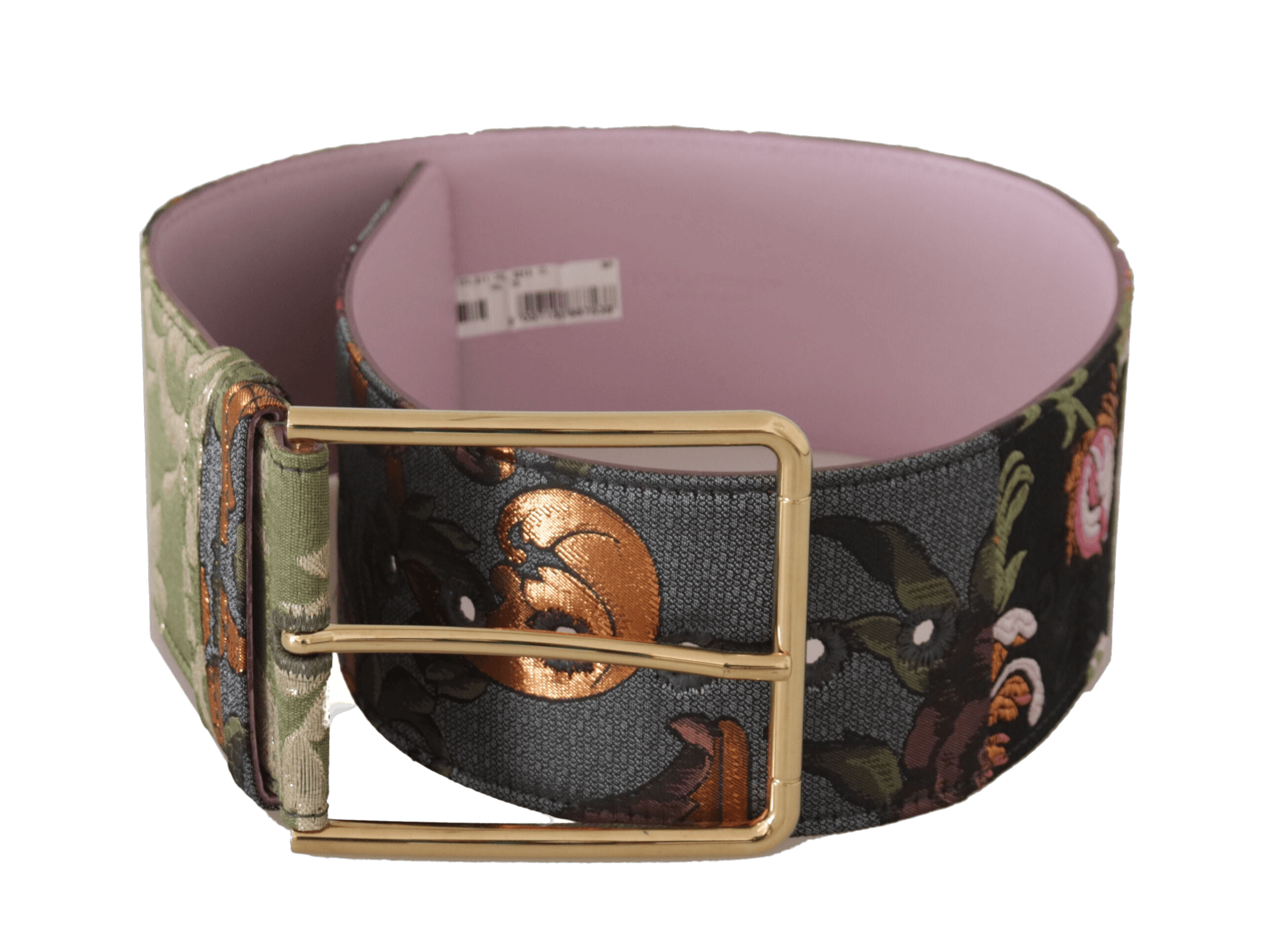 Dolce & Gabbana Gold Leather Multicolor Embroidered Metal Buckle Belt Glam Steals