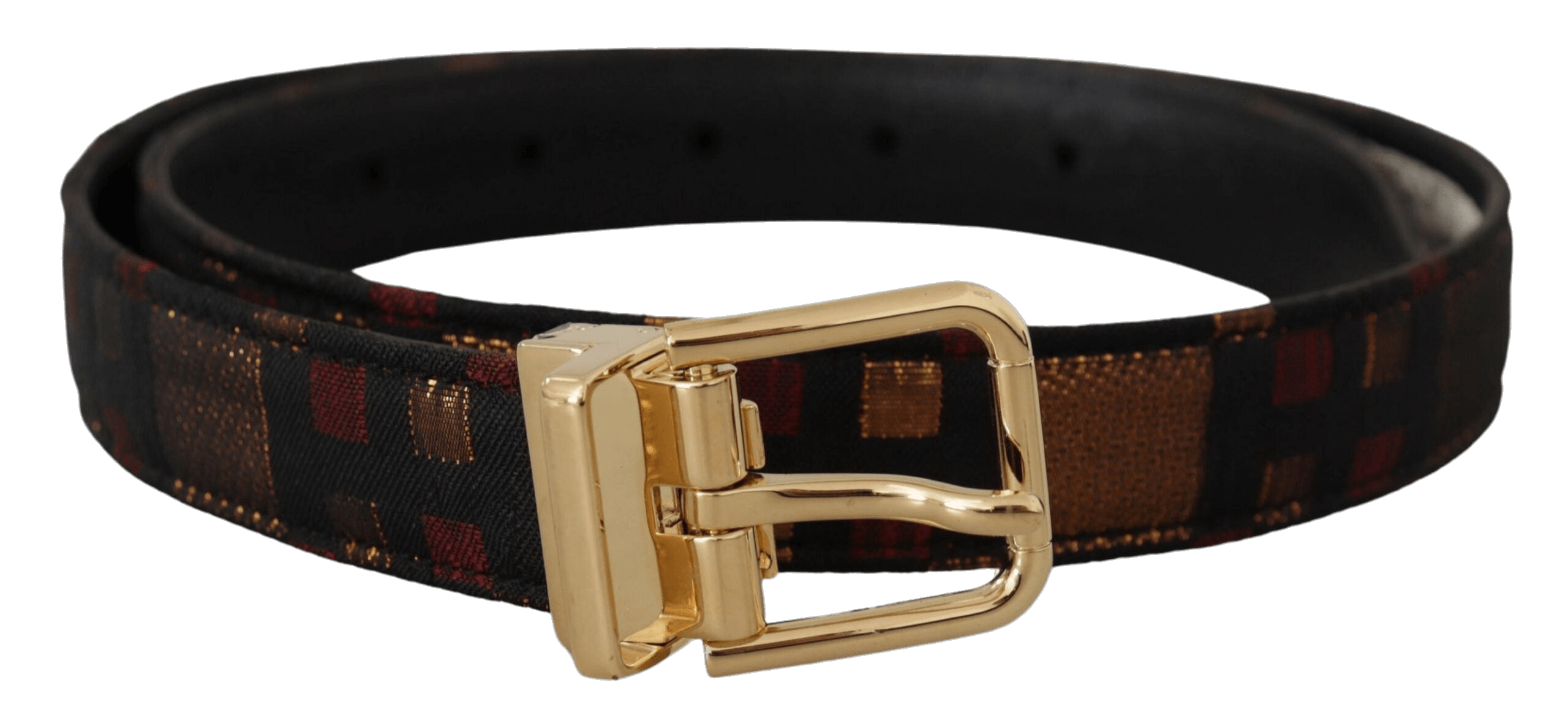 Dolce & Gabbana Gold Leather Multicolor Jacquard Metal Buckle Belt Glam Steals