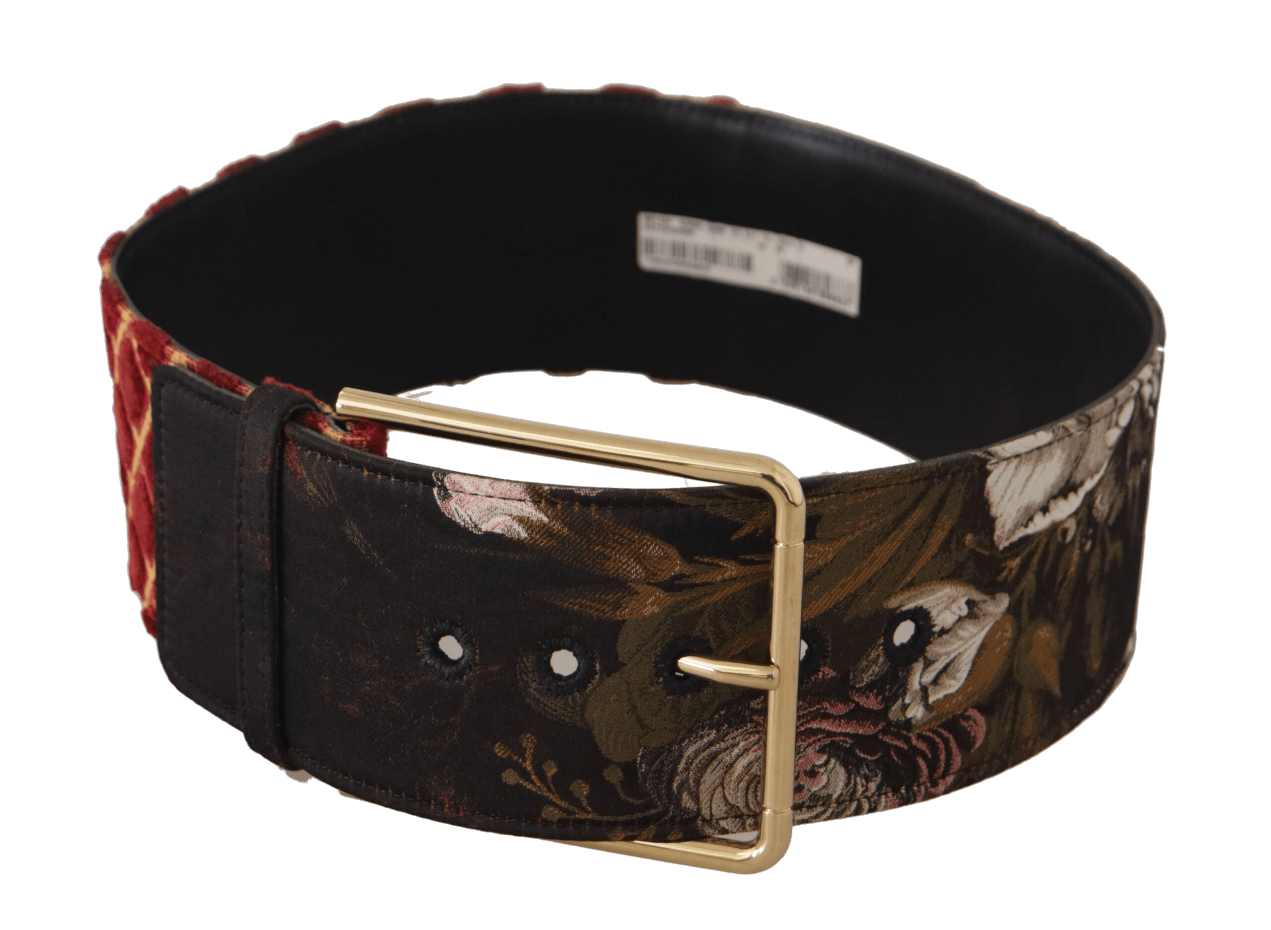 Dolce & Gabbana Gold Leather Multicolor Wide Floral Metal Buckle Belt Glam Steals