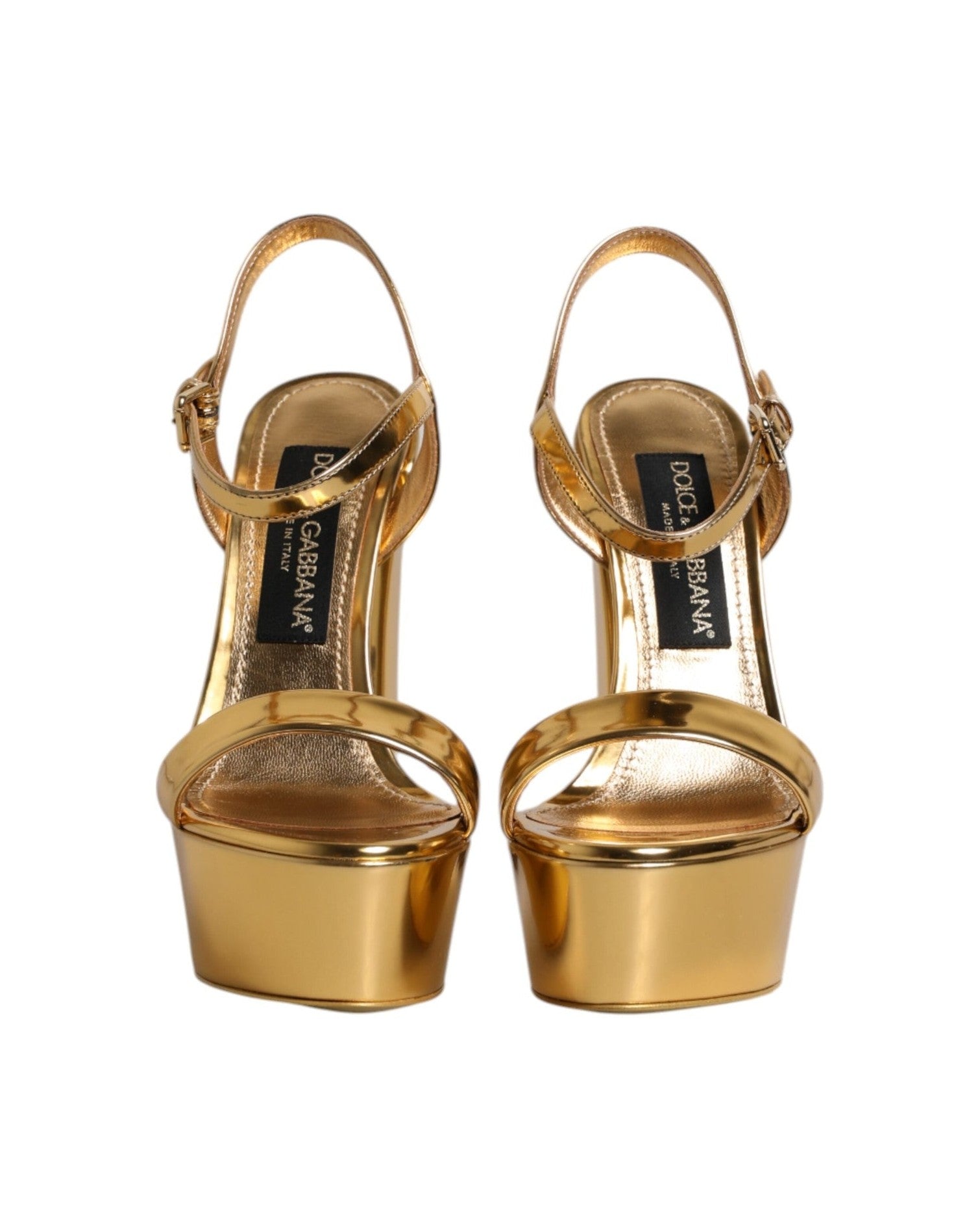 Dolce & Gabbana Gold Leather Platform Keira Sandals Shoes Heels