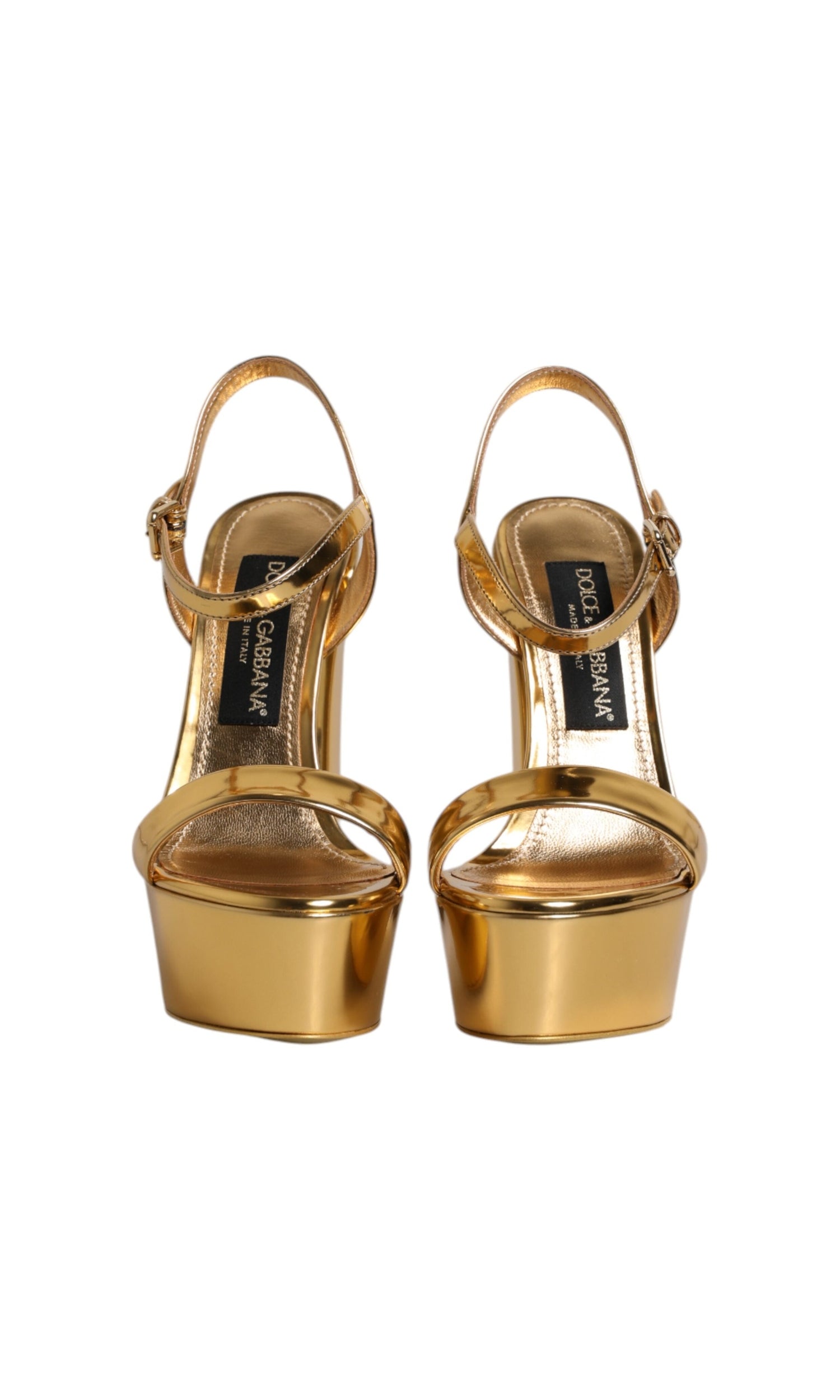 Dolce & Gabbana Gold Leather Platform Keira Sandals Shoes Glam Steals